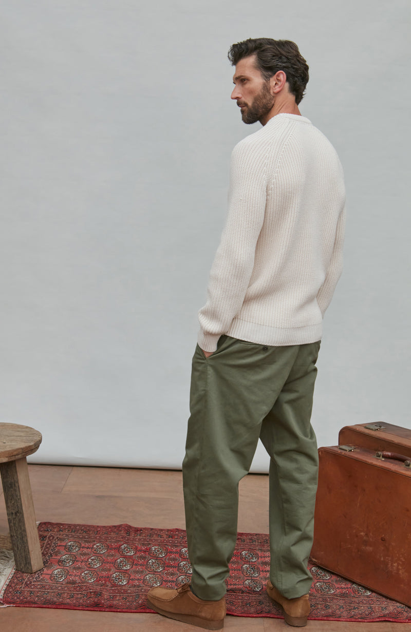 Mens Heavyweight Cotton Fisherman Rib Knit Jumper