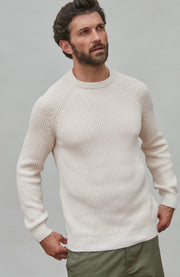 Mens Heavyweight Cotton Fisherman Rib Knit Jumper