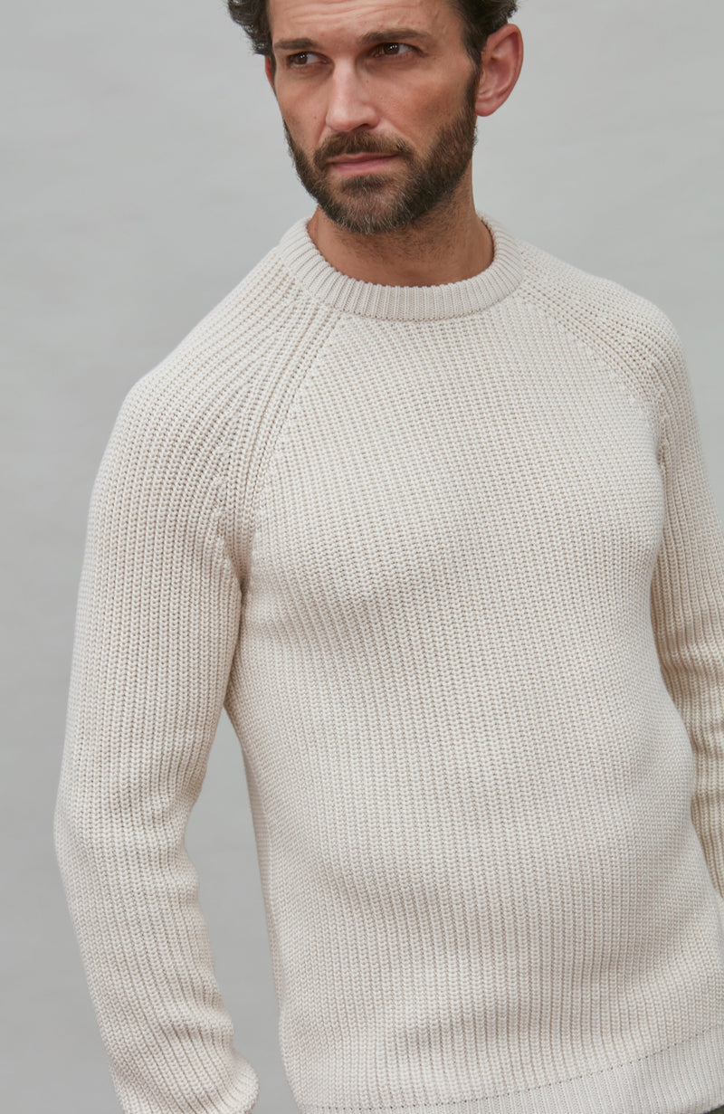 Mens Heavyweight Cotton Fisherman Rib Knit Jumper