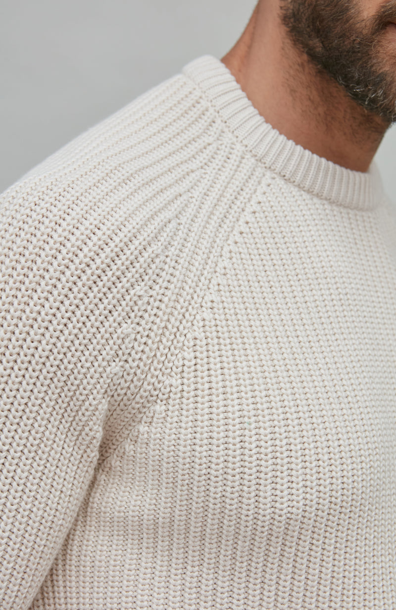 Mens Heavyweight Cotton Fisherman Rib Knit Jumper