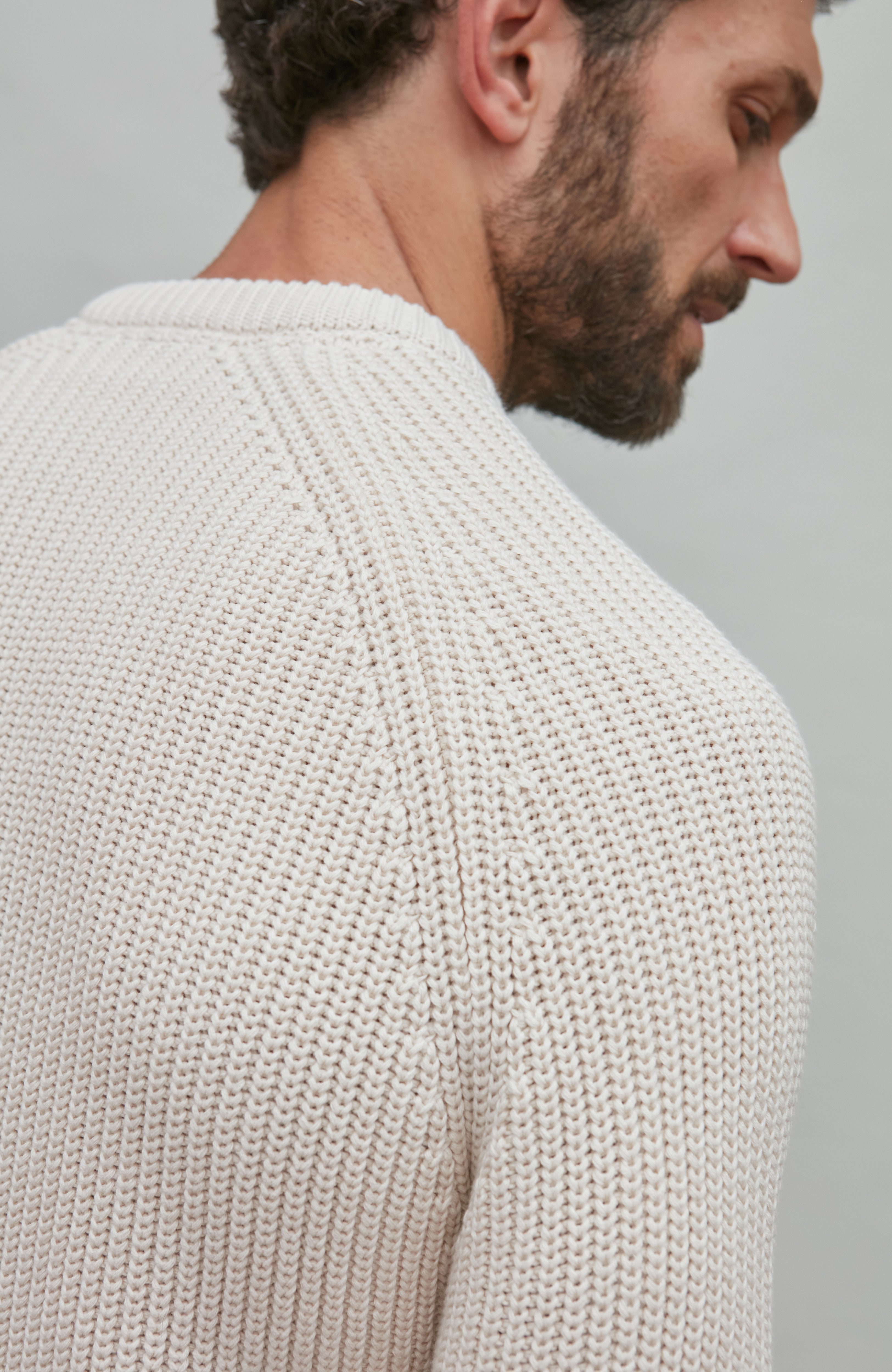 Mens Heavyweight Cotton Fisherman Rib Knit Jumper