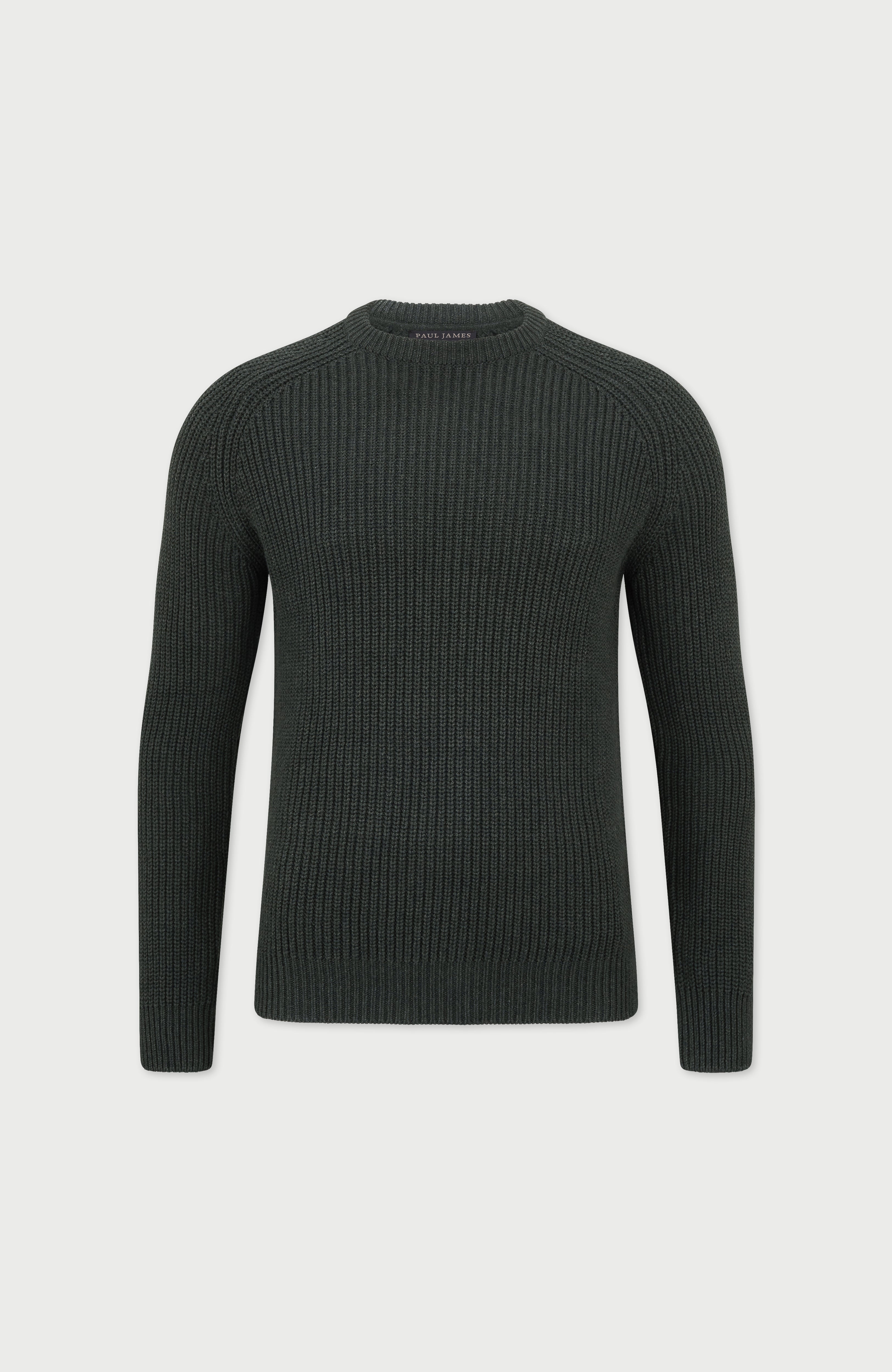 Mens Heavyweight Cotton Fisherman Rib Knit Jumper