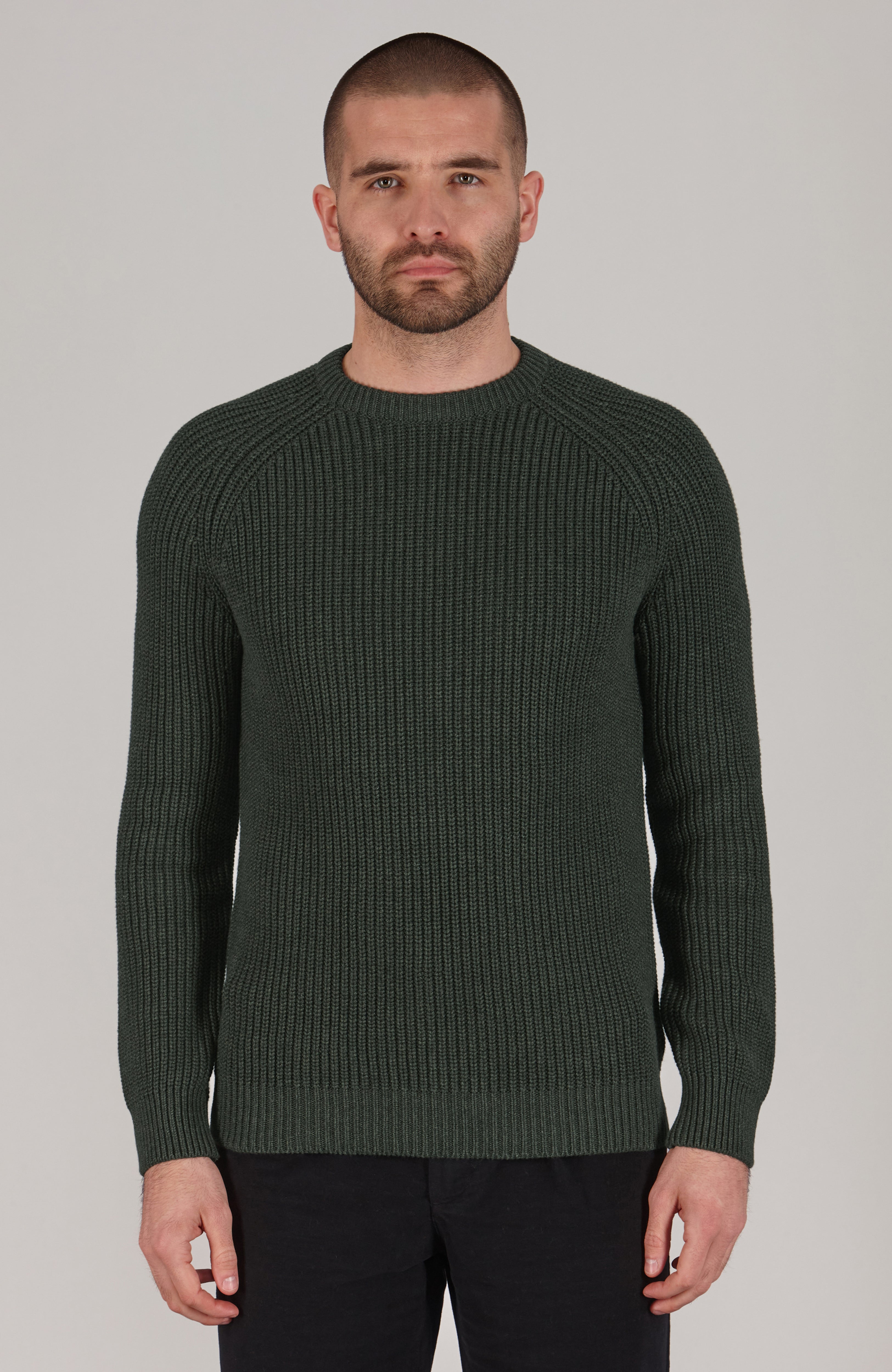 Mens Heavyweight Cotton Fisherman Rib Knit Jumper