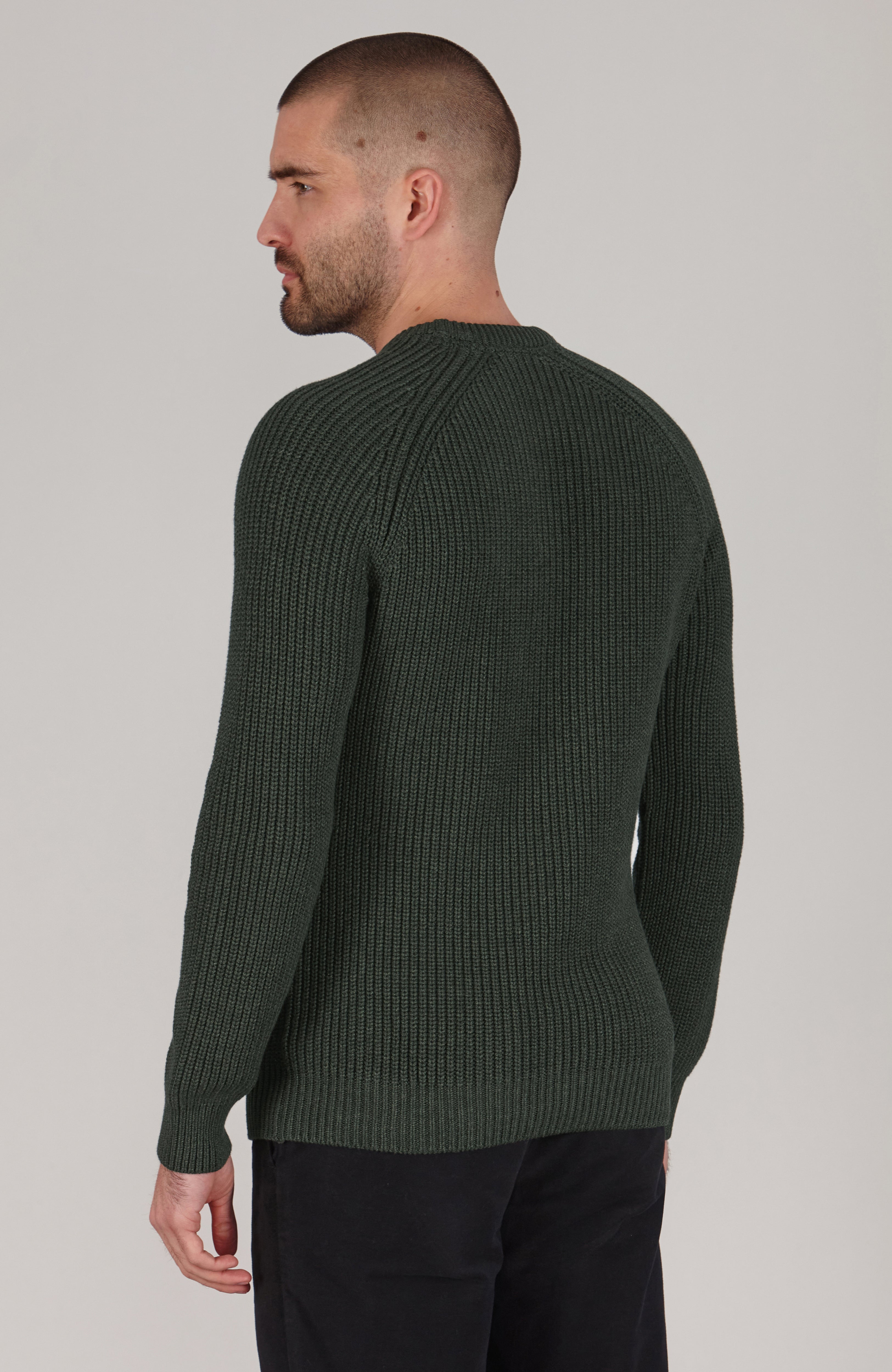 Mens Heavyweight Cotton Fisherman Rib Knit Jumper