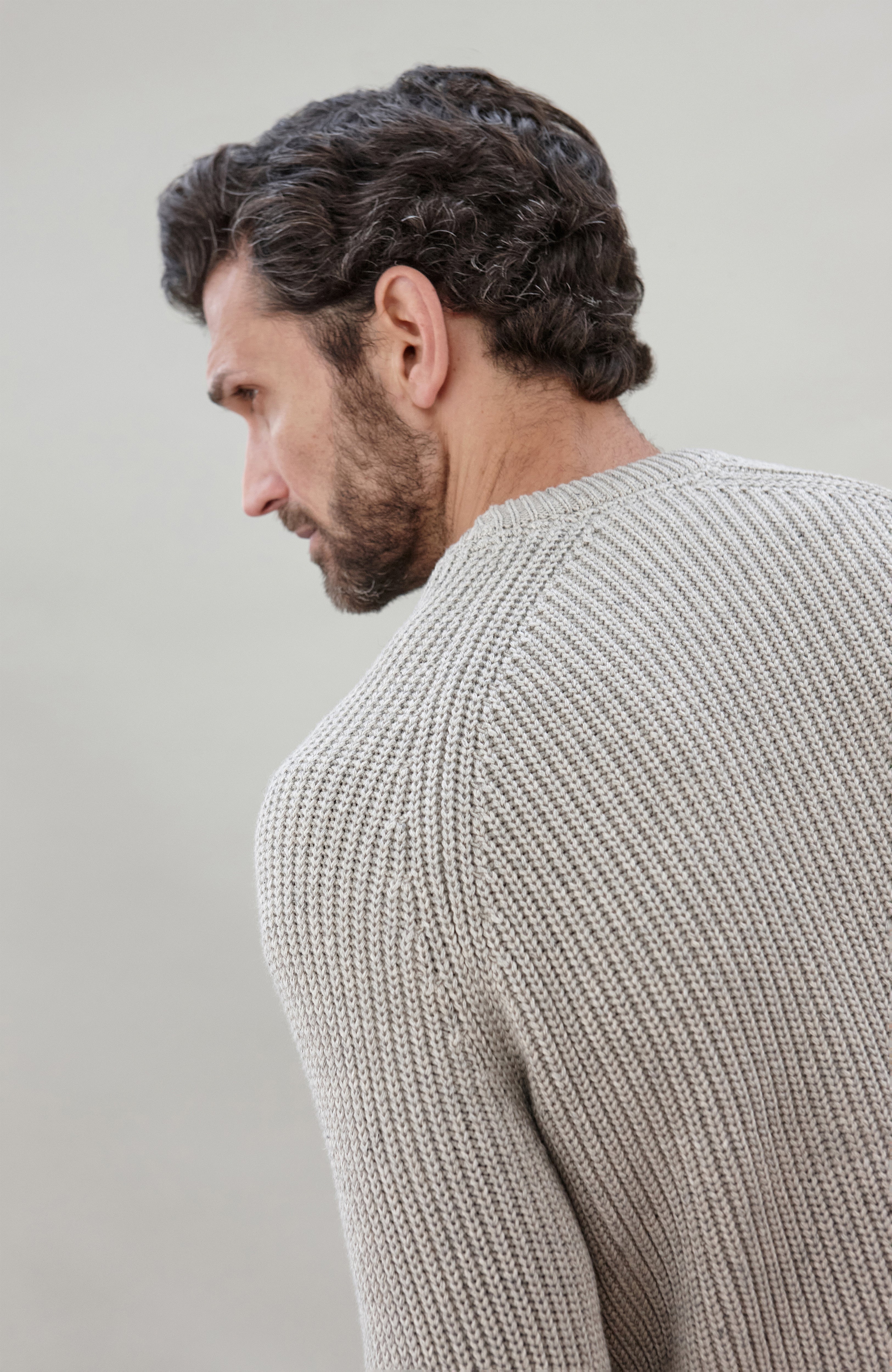 Mens Heavyweight Cotton Fisherman Rib Knit Jumper