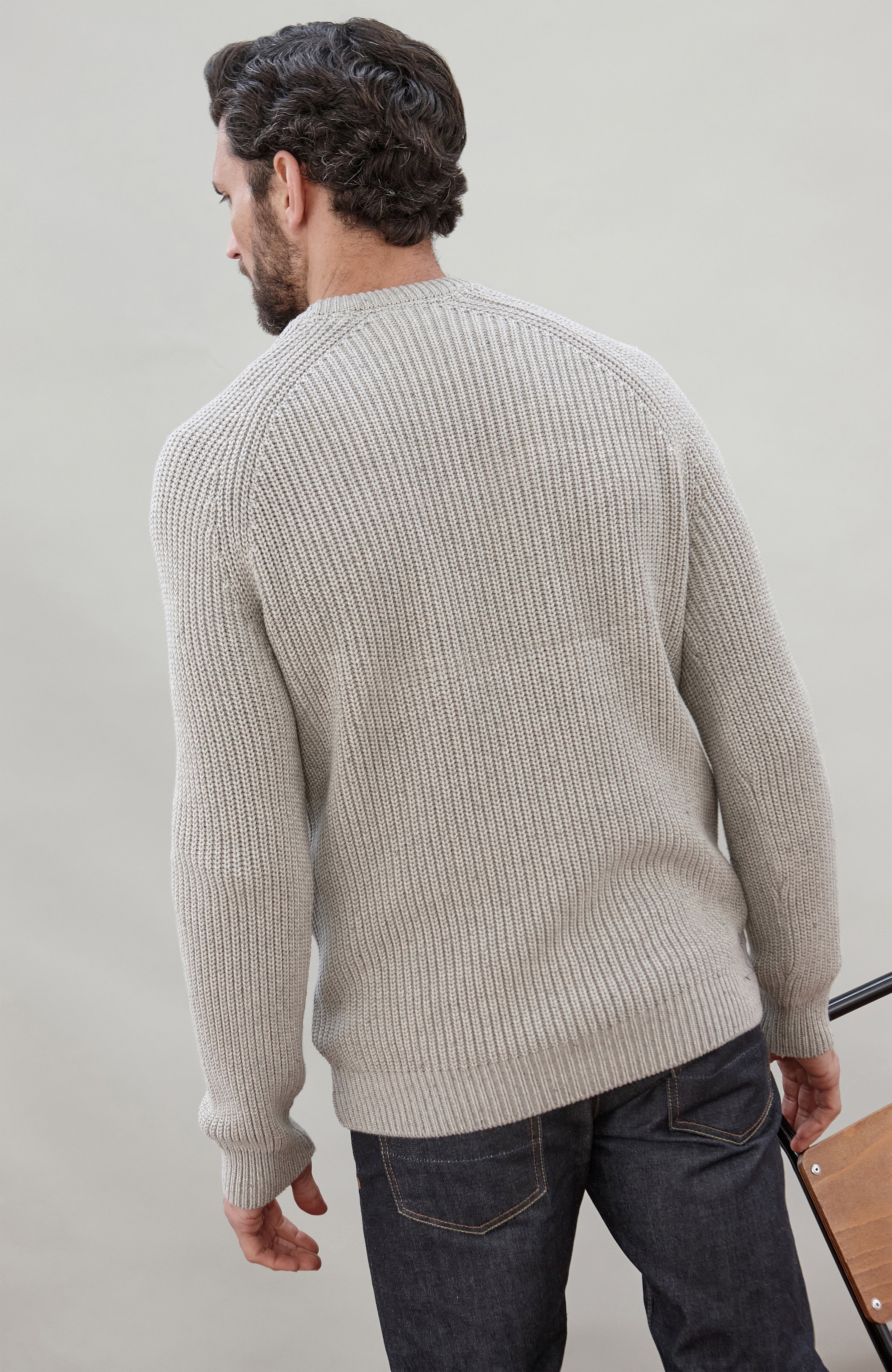 Mens Heavyweight Cotton Fisherman Rib Knit Jumper