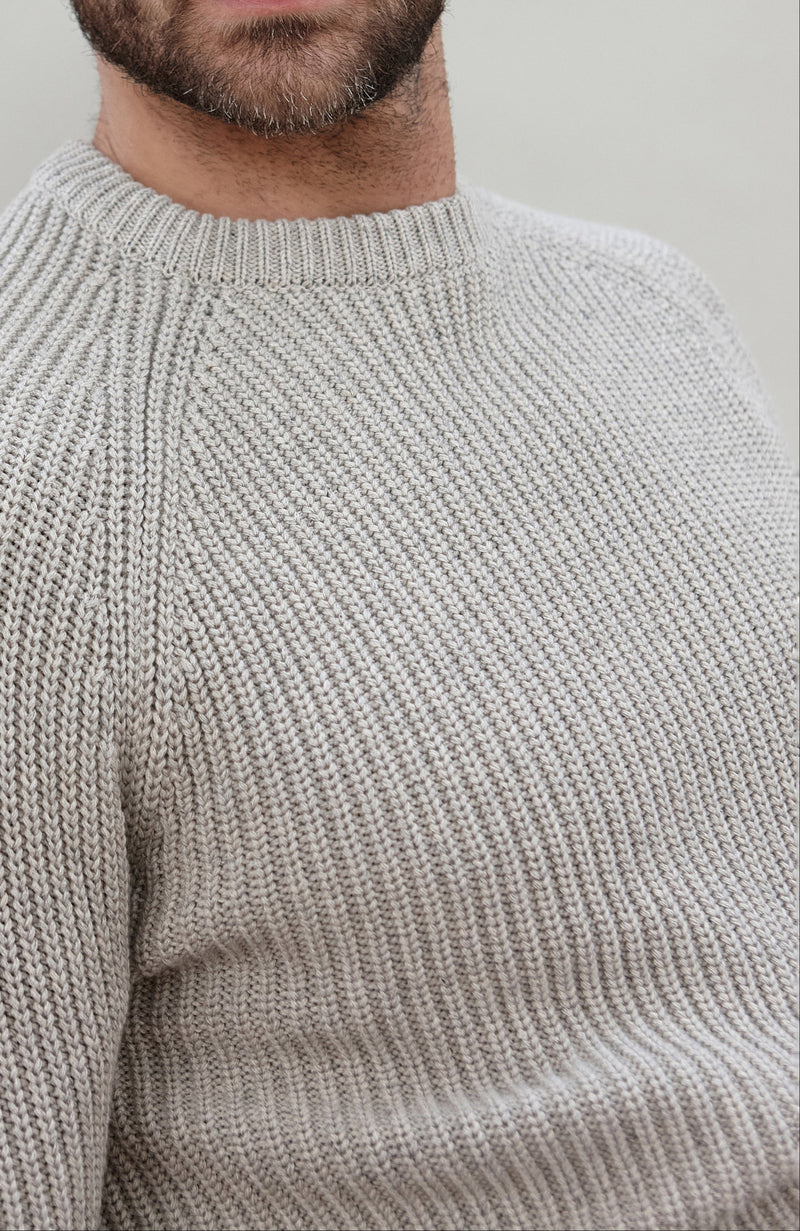 Mens Heavyweight Cotton Fisherman Rib Knit Jumper