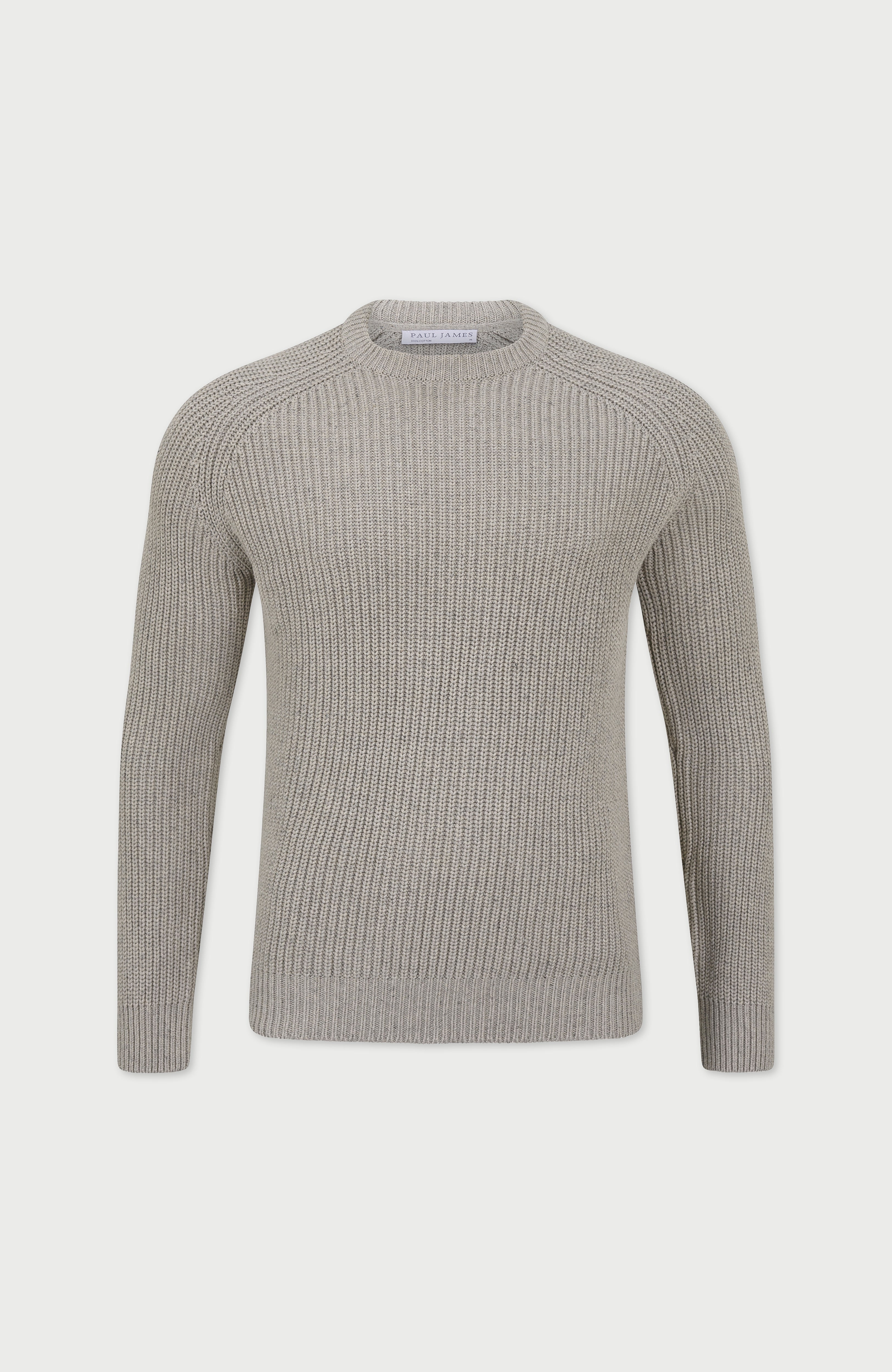 Mens Heavyweight Cotton Fisherman Rib Knit Jumper