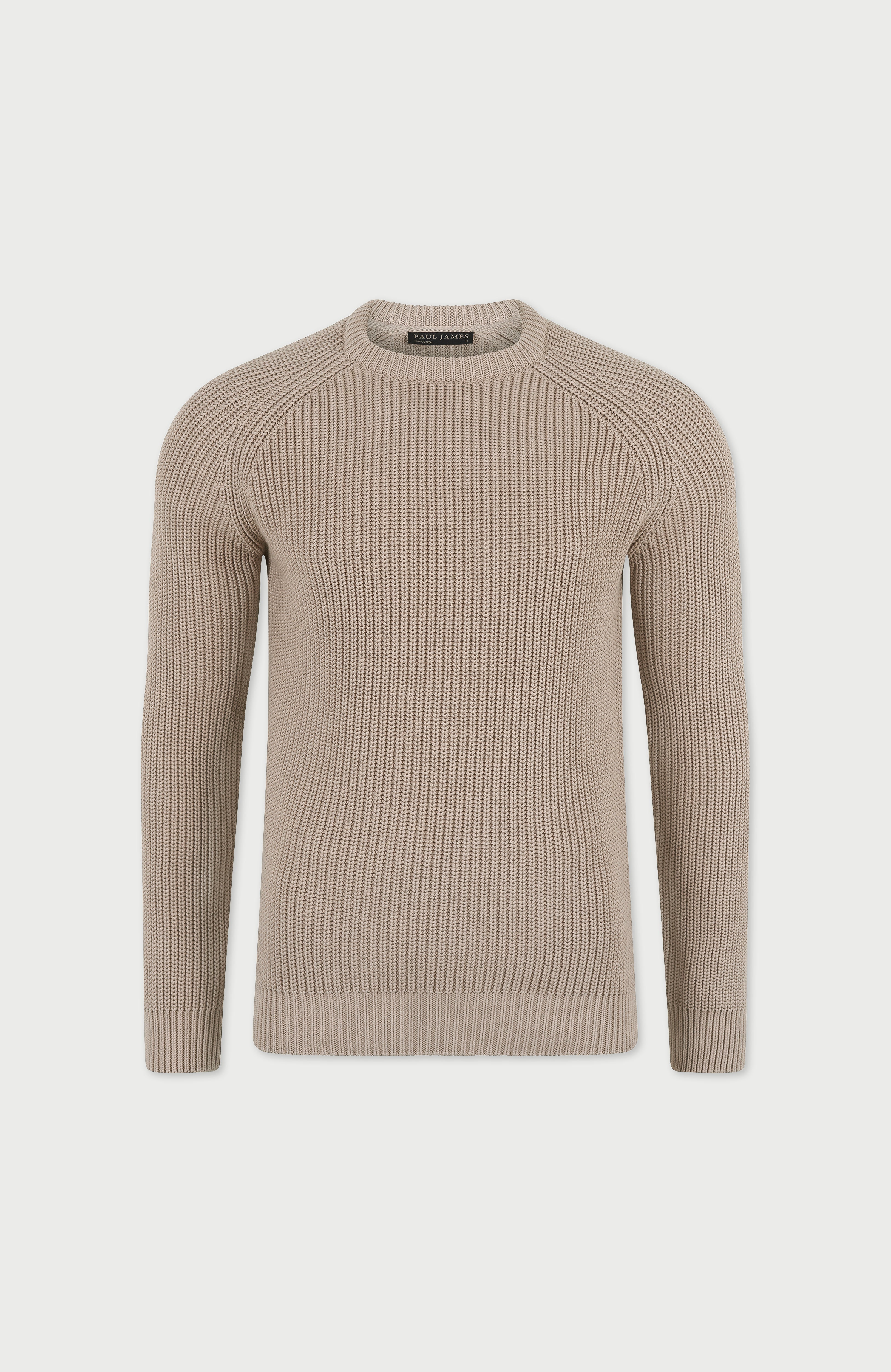 Mens Heavyweight Cotton Fisherman Rib Knit Jumper