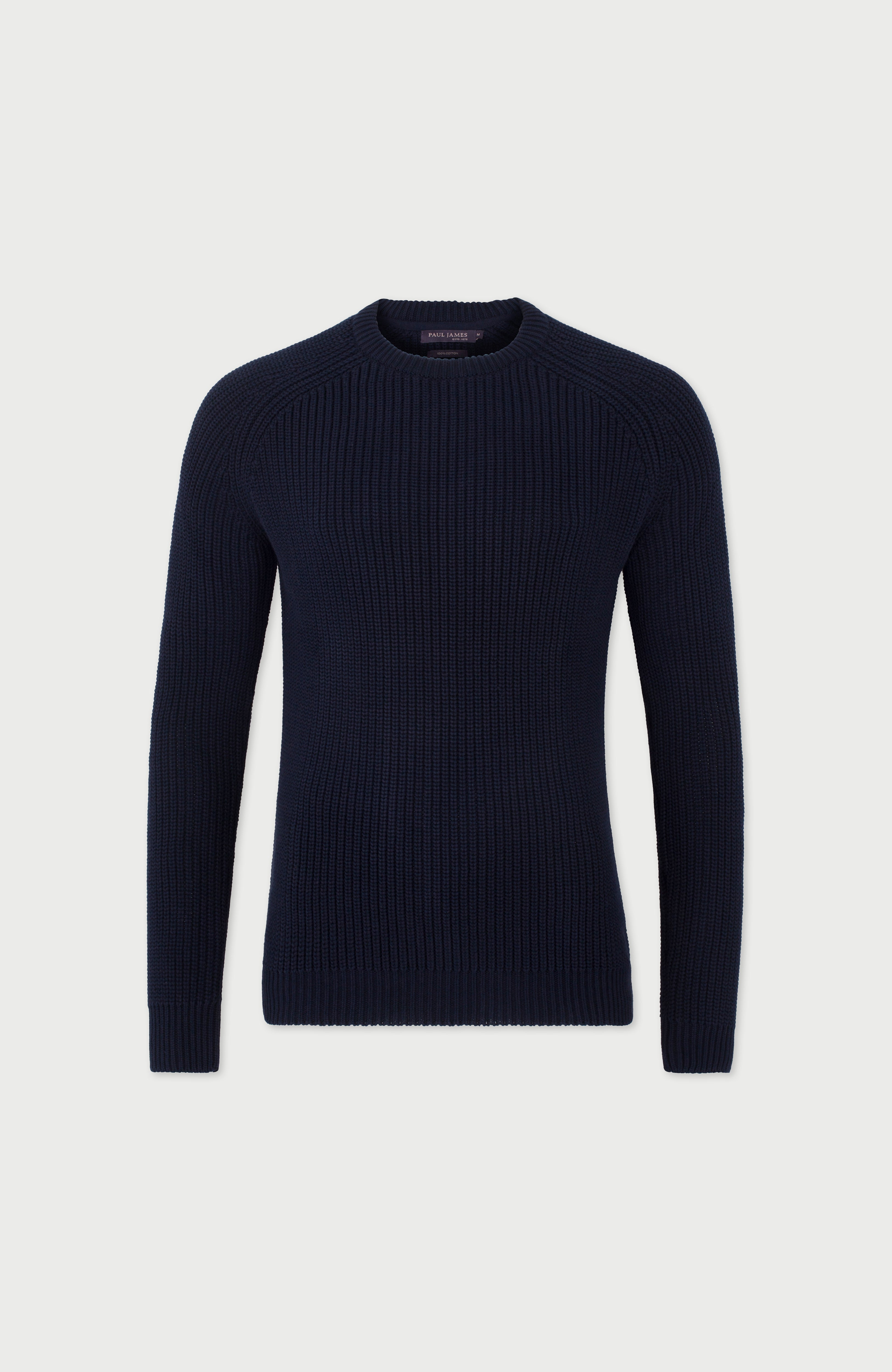 Mens Heavyweight Cotton Fisherman Rib Knit Jumper