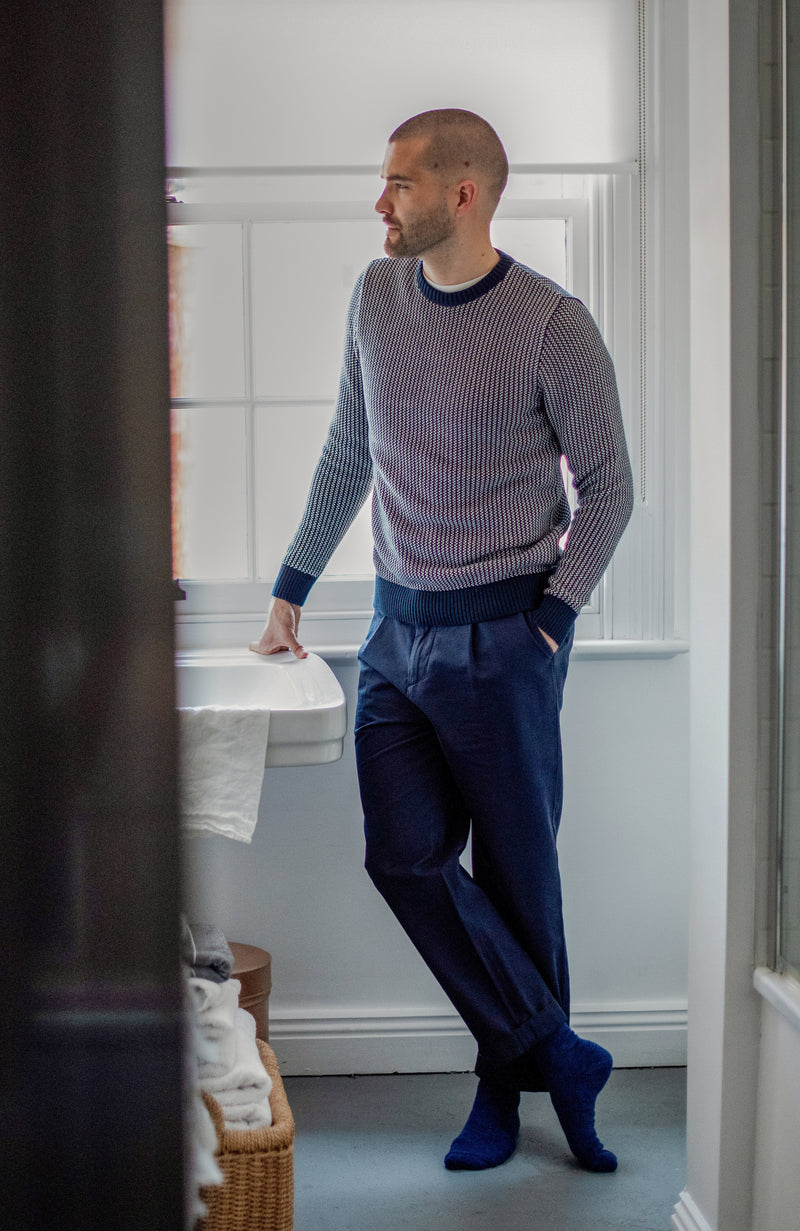 Mens Cotton Fisherman Tuck Stitch Jumper