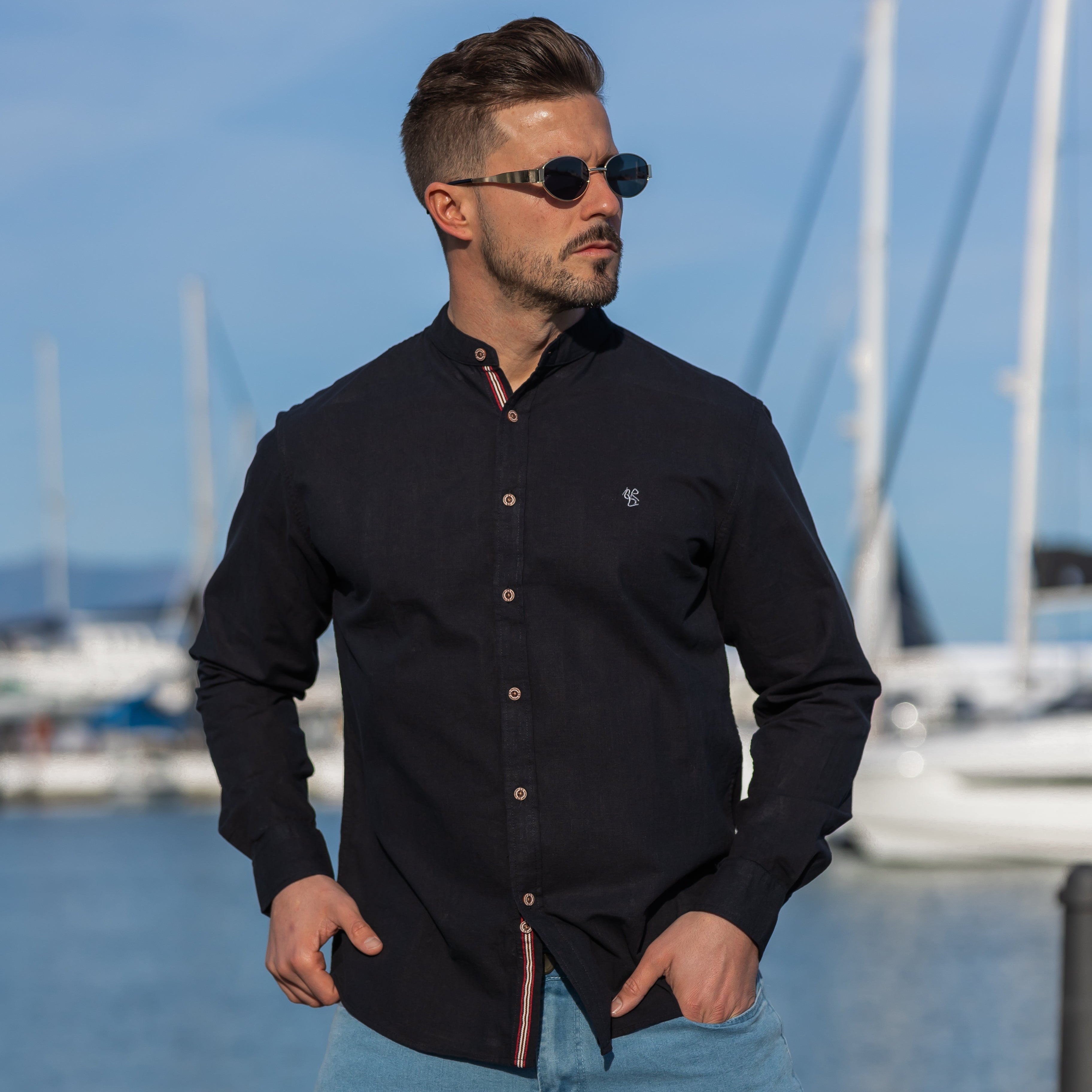 Virtuoso Men's Linen Shirt – Classic Long Sleeve Fit