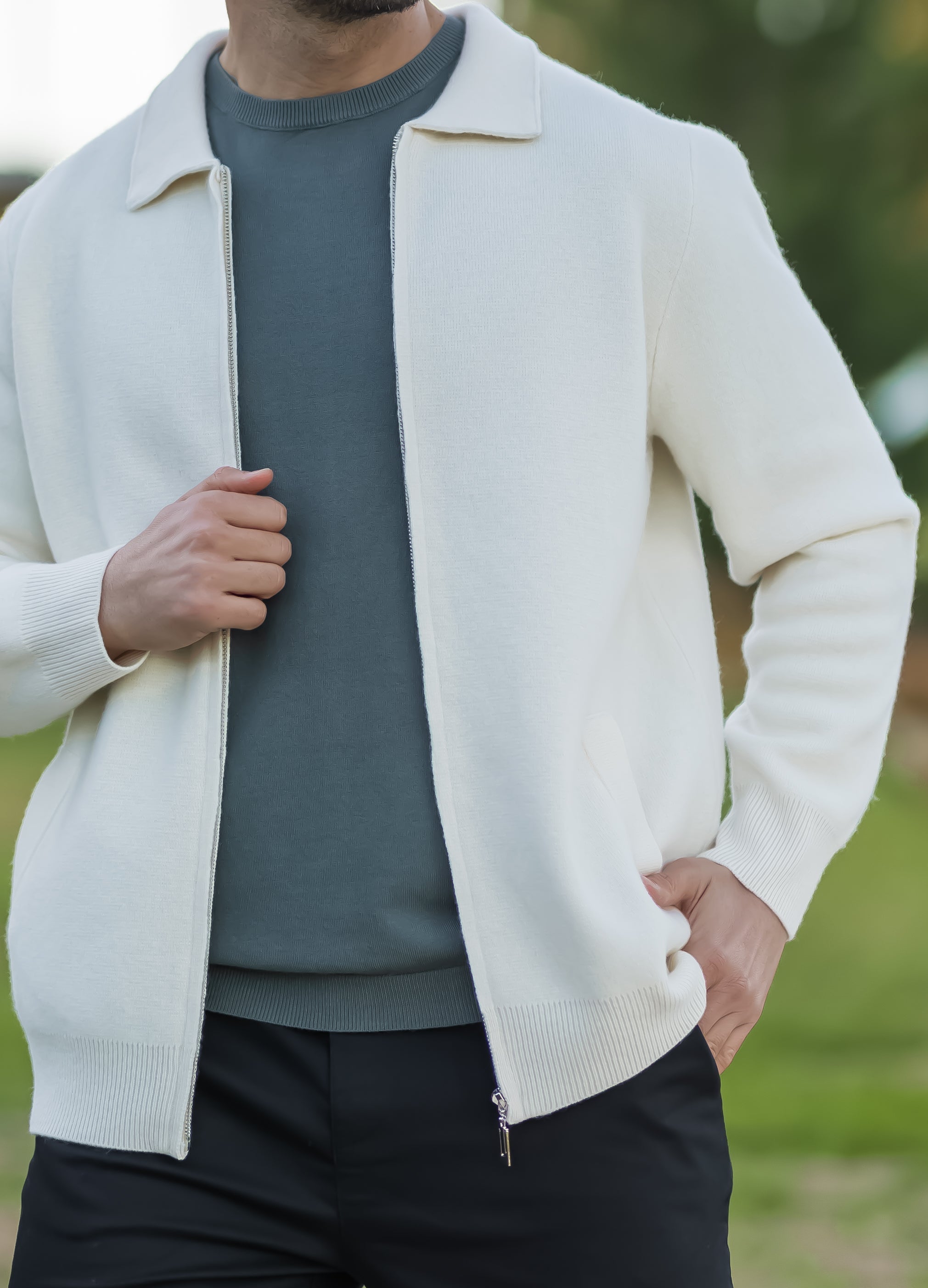 Salto Men's Merino Zip-Up Sweater – Smart Casual Knit