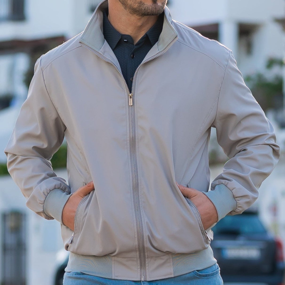 Firenzia Men's Slim Fit Bomber Jacket – Lightweight Casual Coat