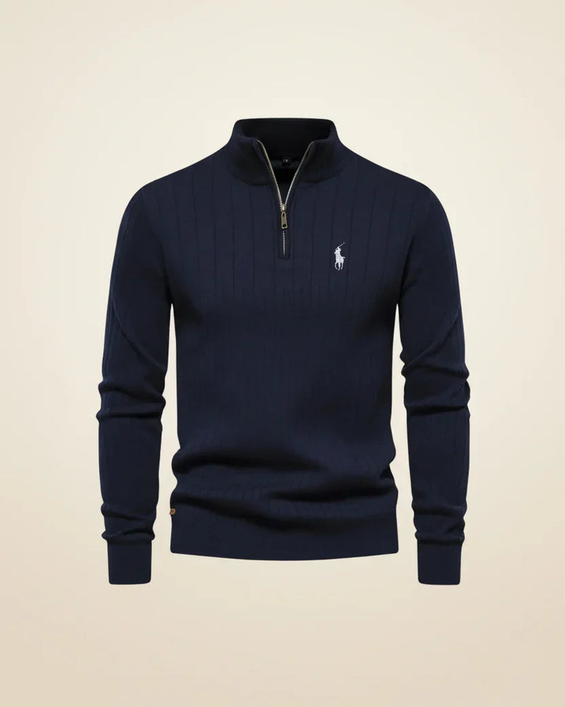 RL Textured Zip-Neck Knit