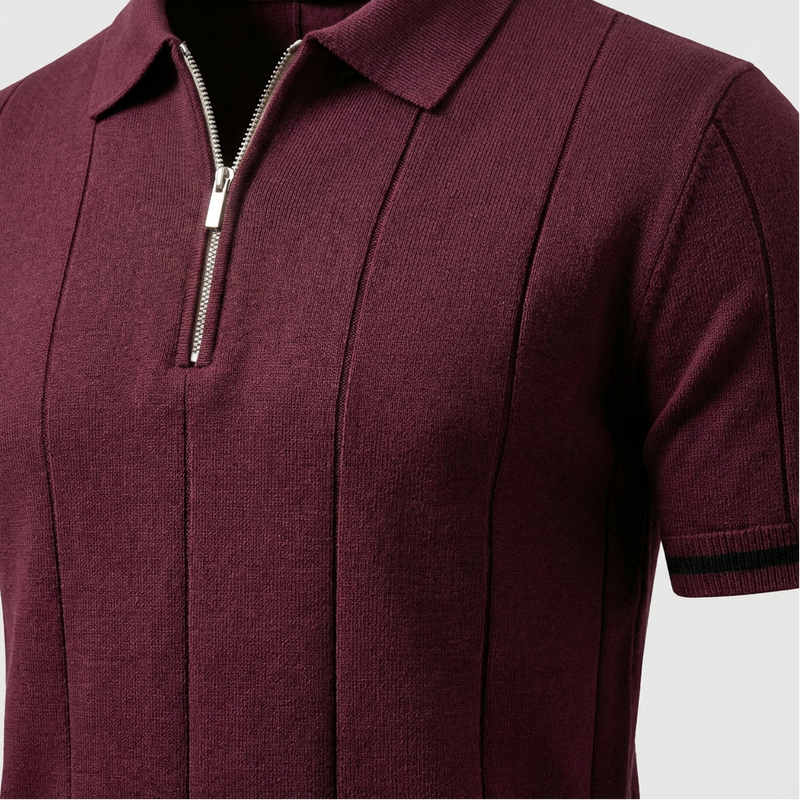 Torino Men's Quarter-Zip Polo Shirt – Short Sleeve Slim Fit