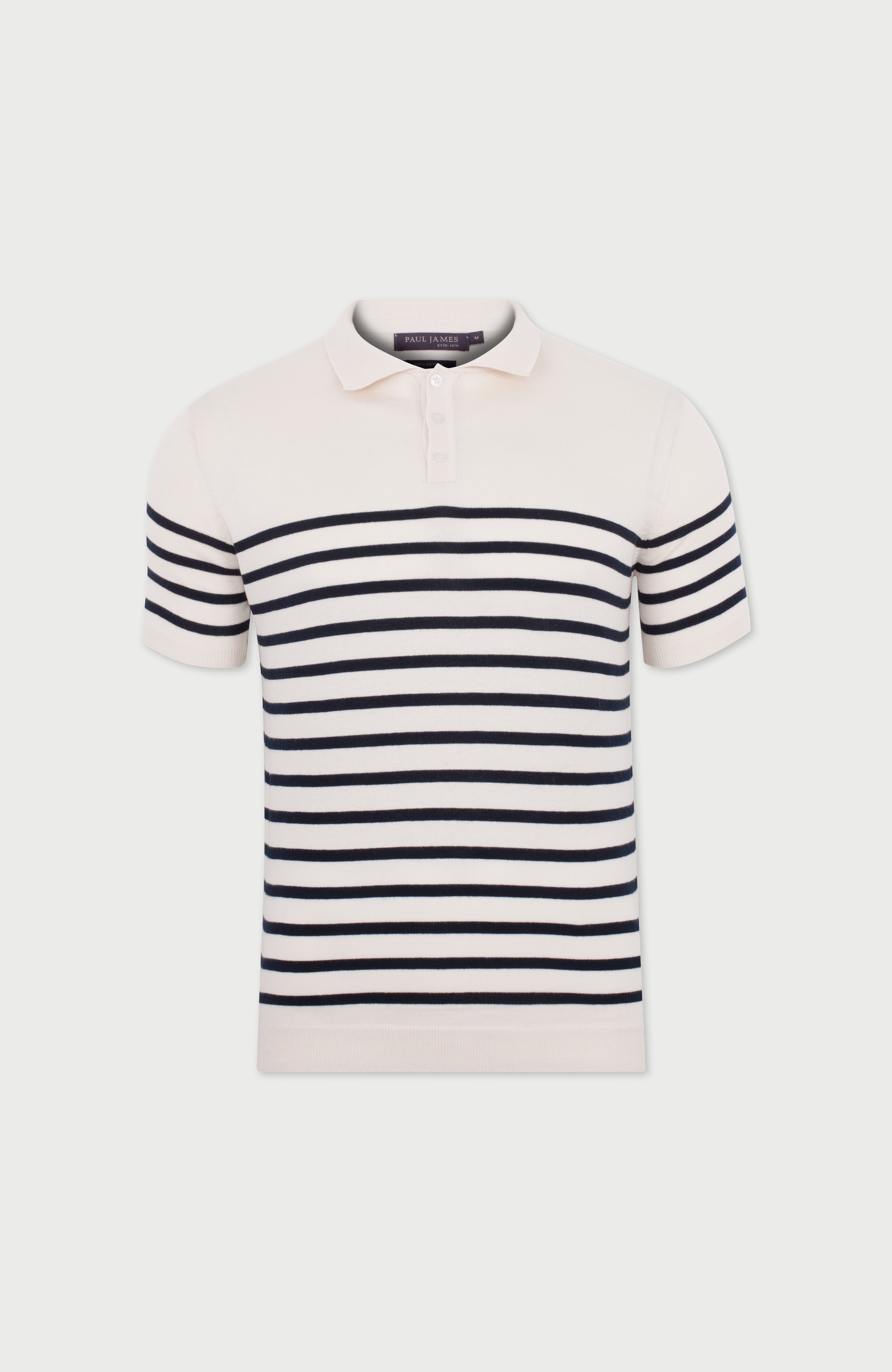 Mens Ultra Fine Cotton Breton Short Sleeve Polo Shirt