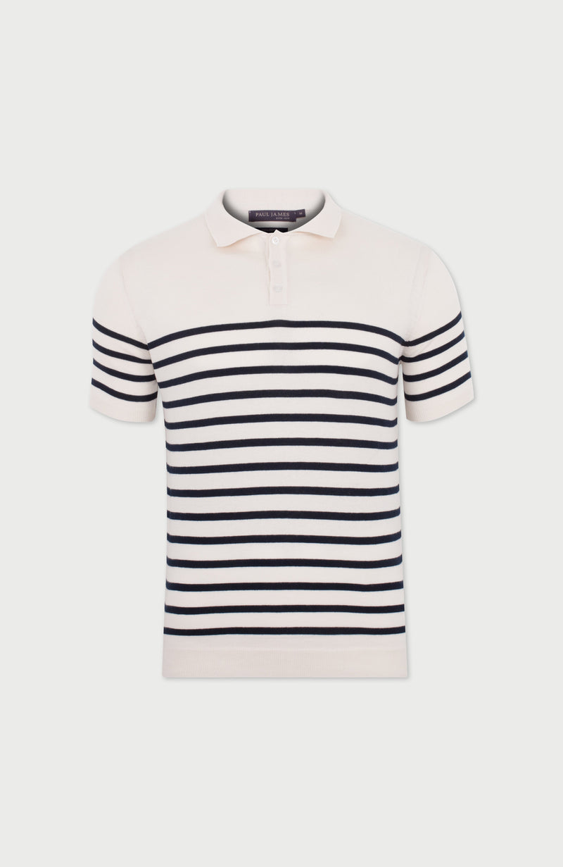 Mens Ultra Fine Cotton Breton Short Sleeve Polo Shirt