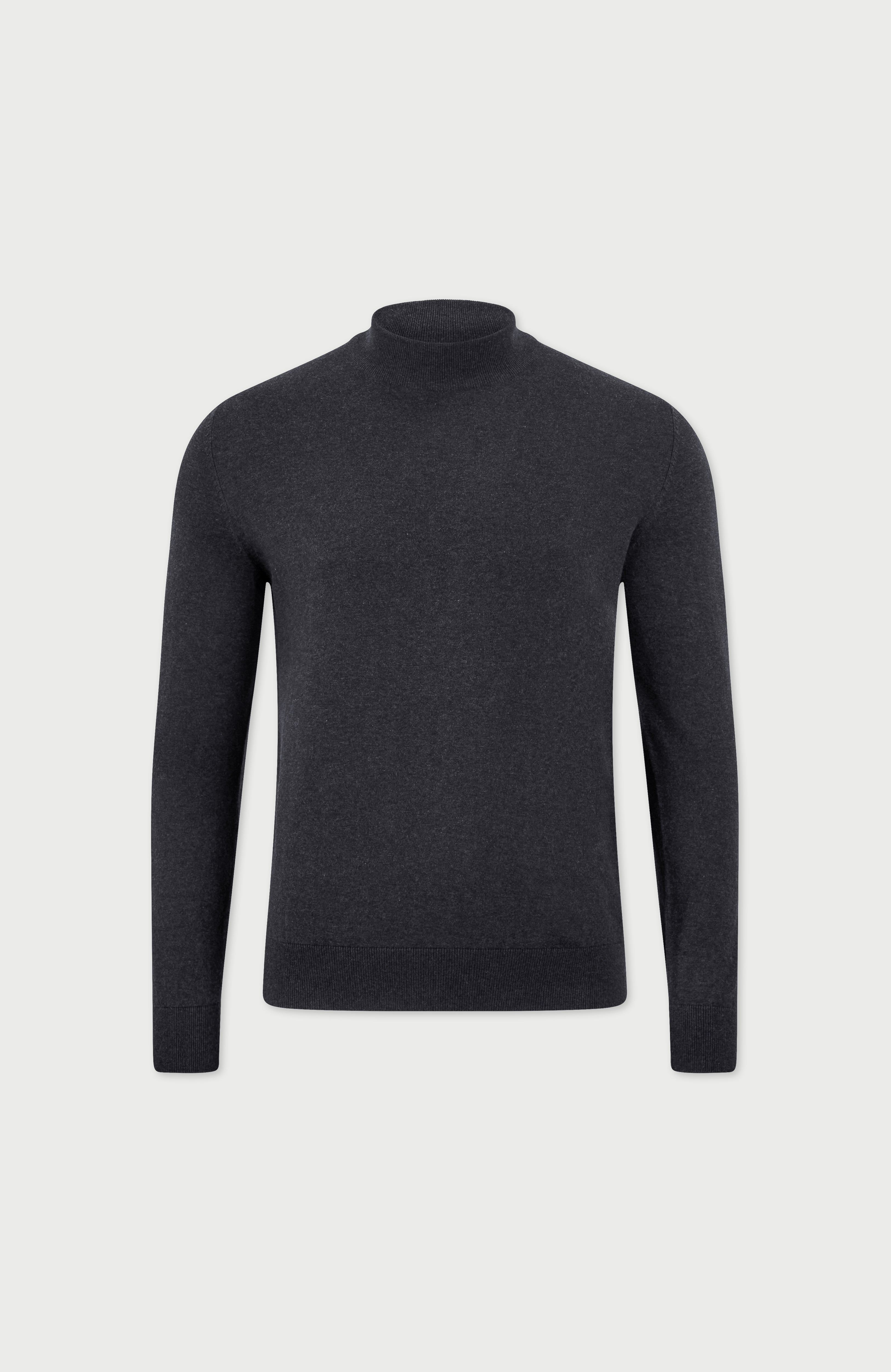 Mens Ultra Fine Cotton Mock Turtle Neck Jumper