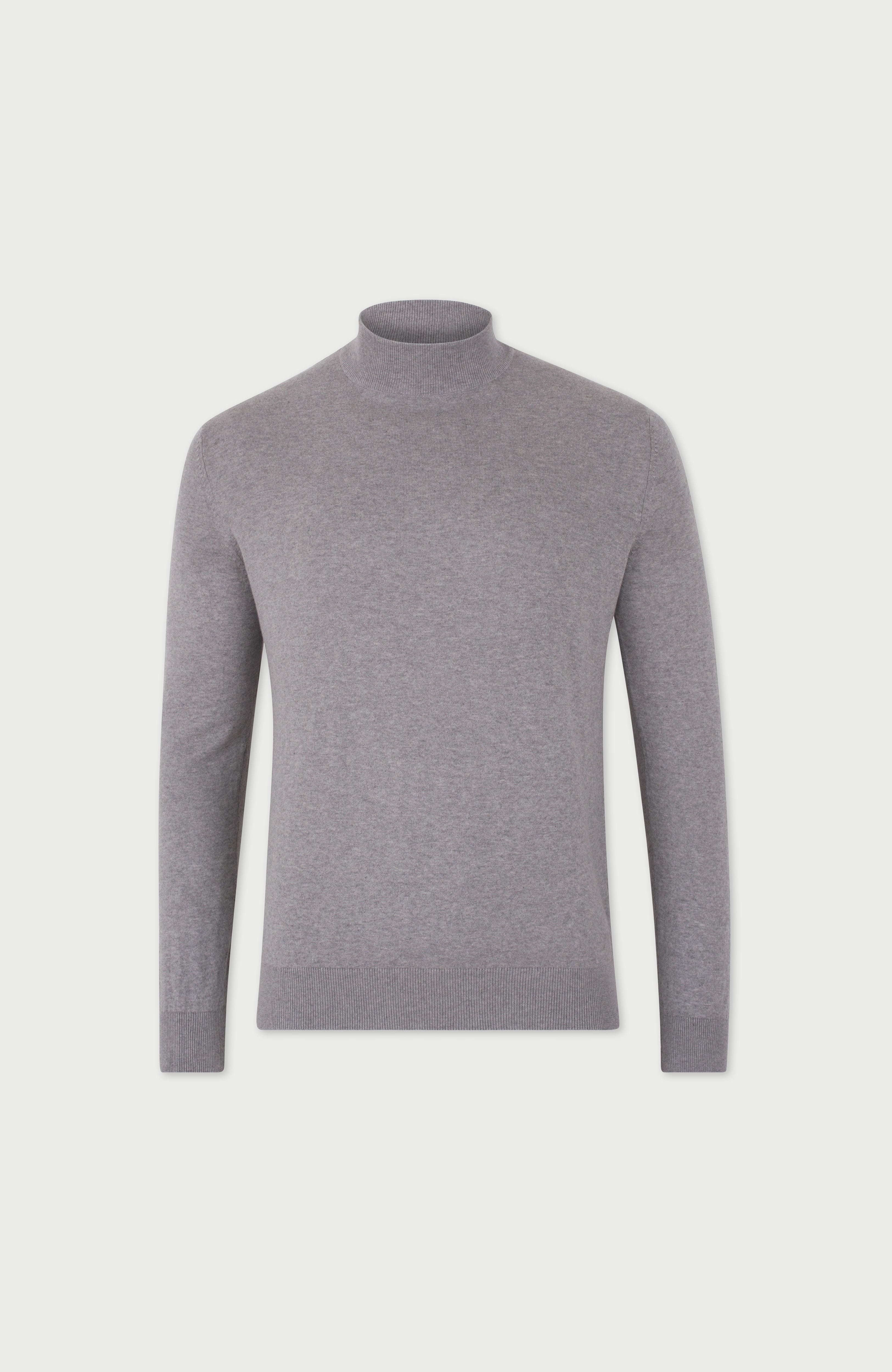 Mens Ultra Fine Cotton Mock Turtle Neck Jumper