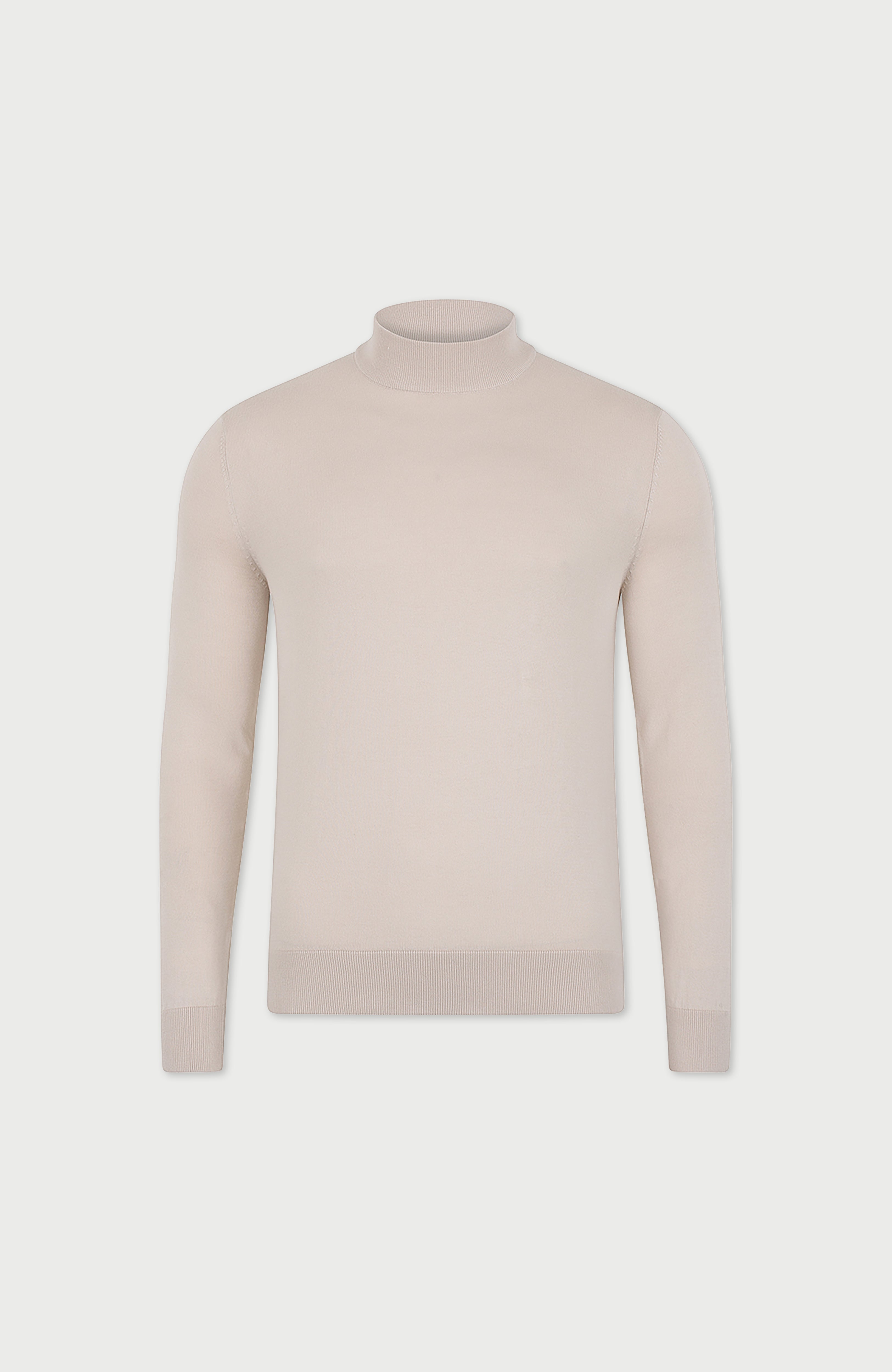 Mens Ultra Fine Cotton Mock Turtle Neck Jumper