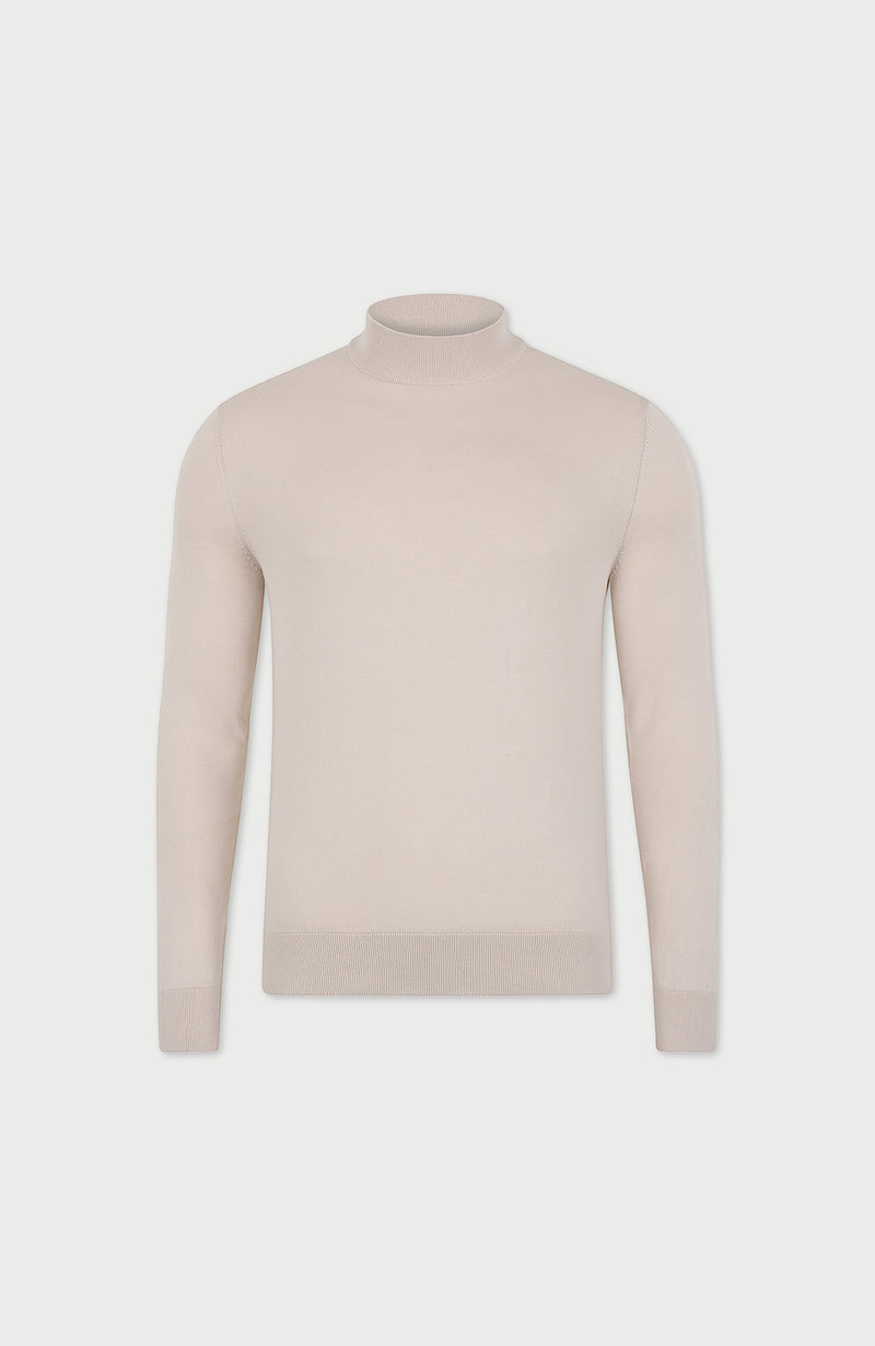 Mens Ultra Fine Cotton Mock Turtle Neck Jumper
