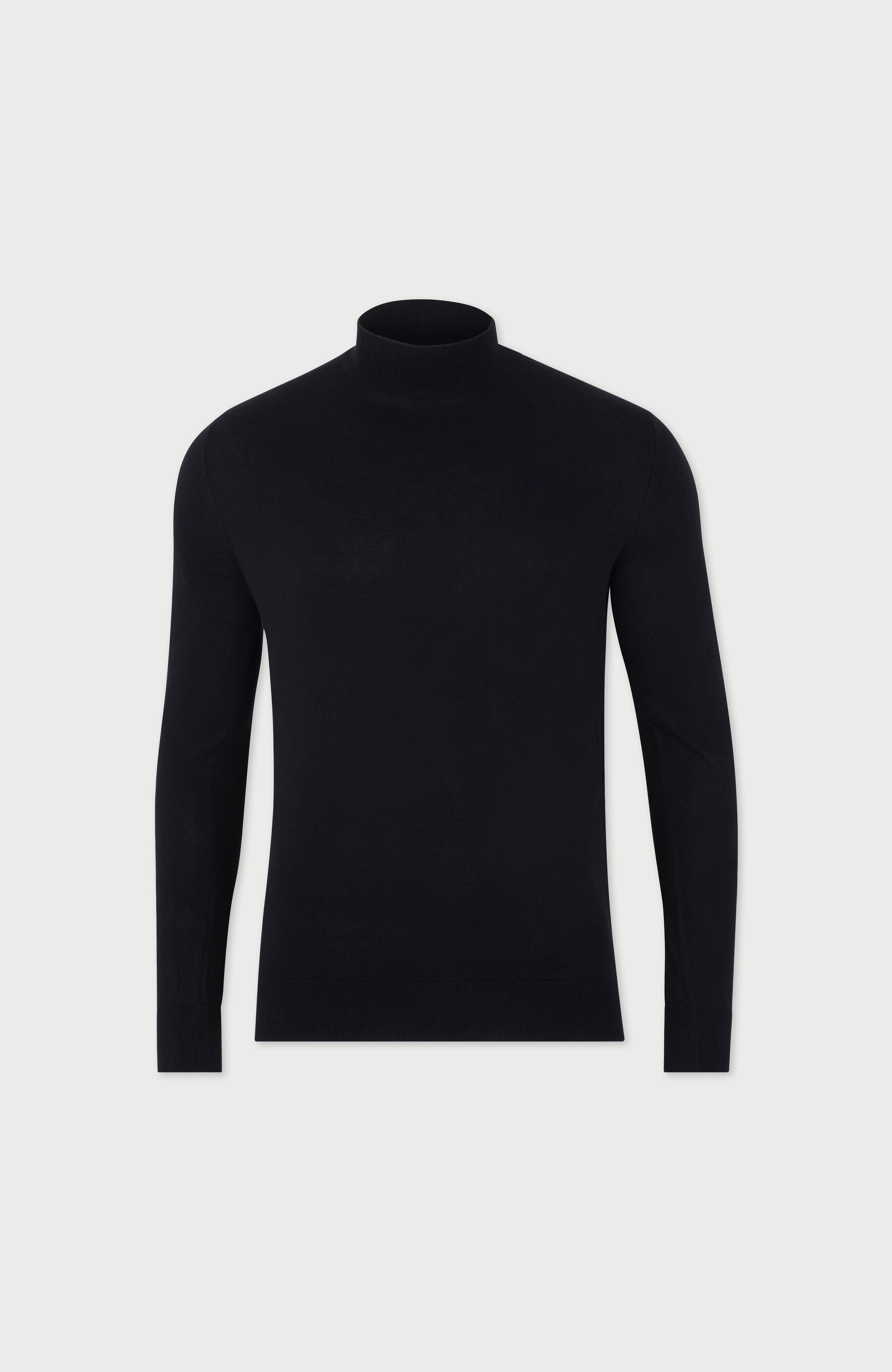 Mens Ultra Fine Cotton Mock Turtle Neck Jumper