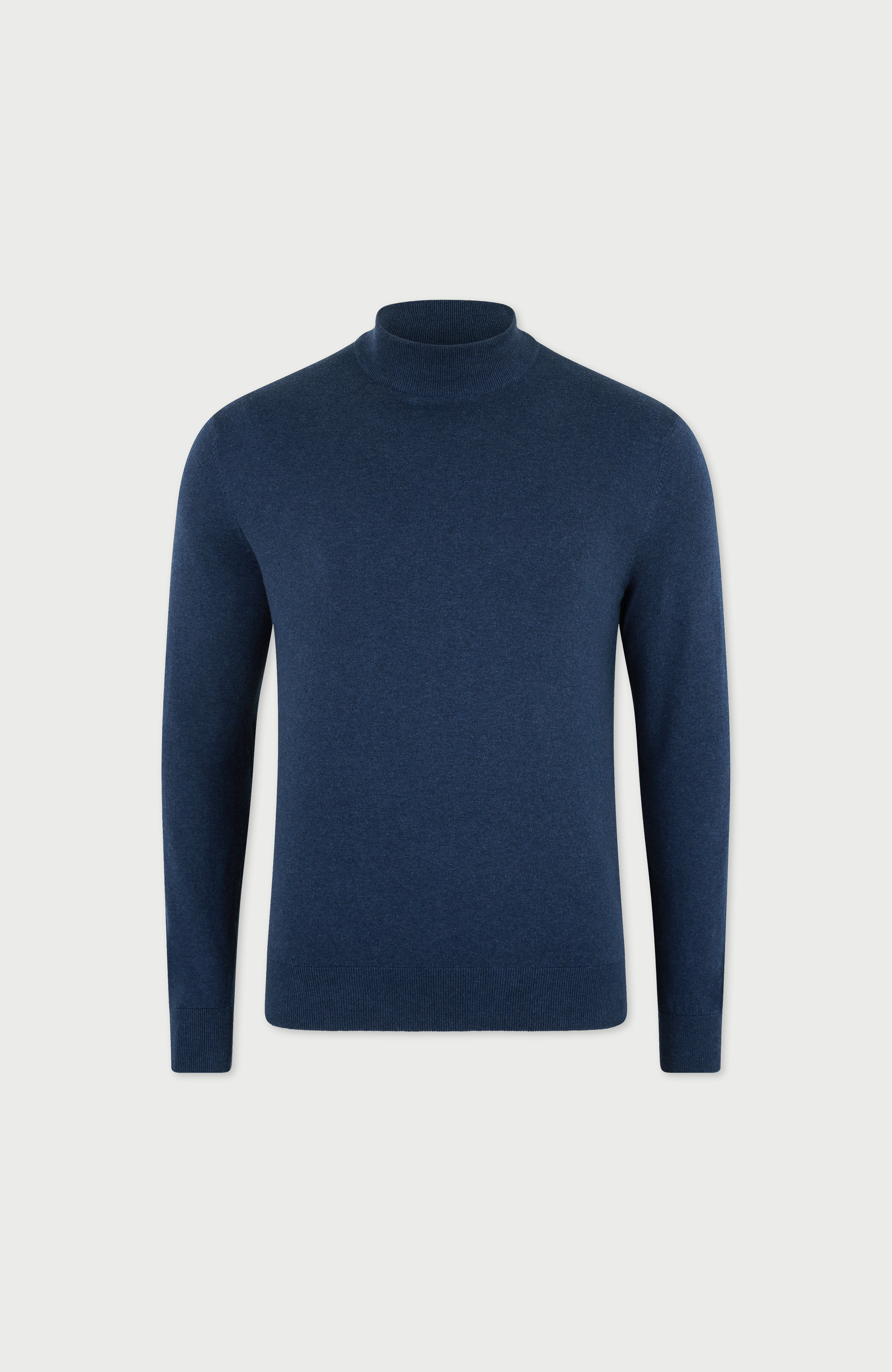 Mens Ultra Fine Cotton Mock Turtle Neck Jumper