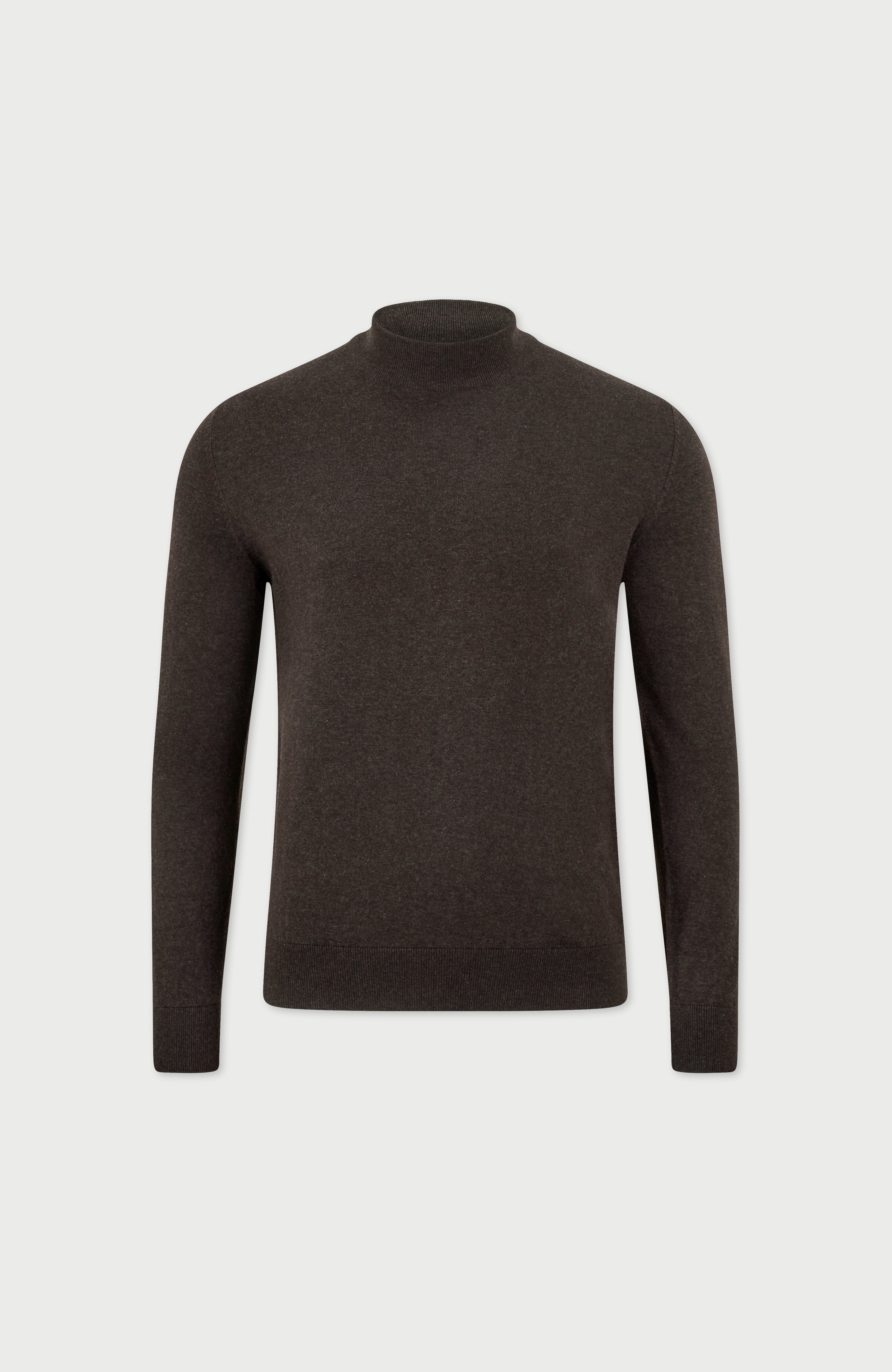 Mens Ultra Fine Cotton Mock Turtle Neck Jumper