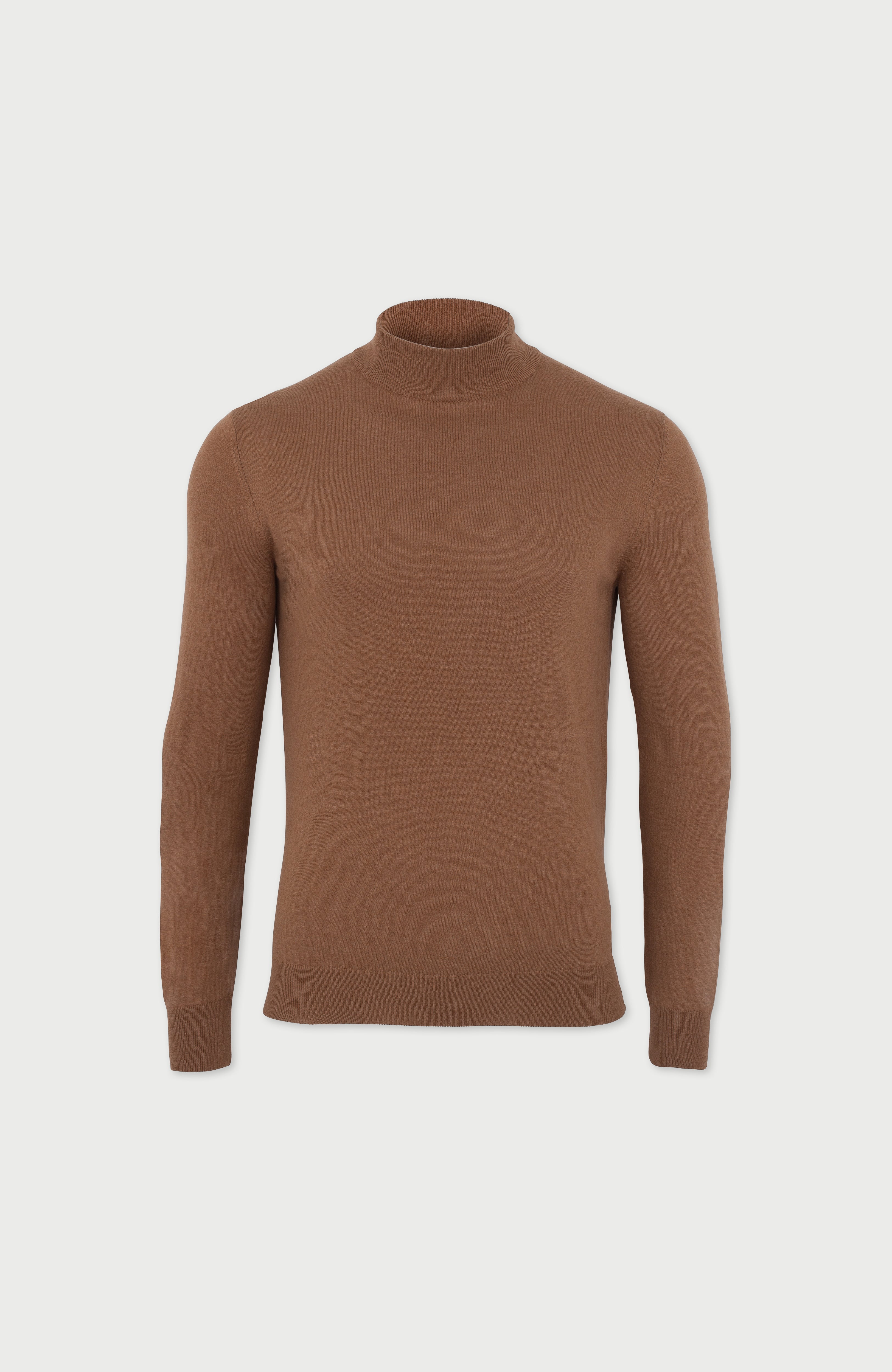 Mens Ultra Fine Cotton Mock Turtle Neck Jumper