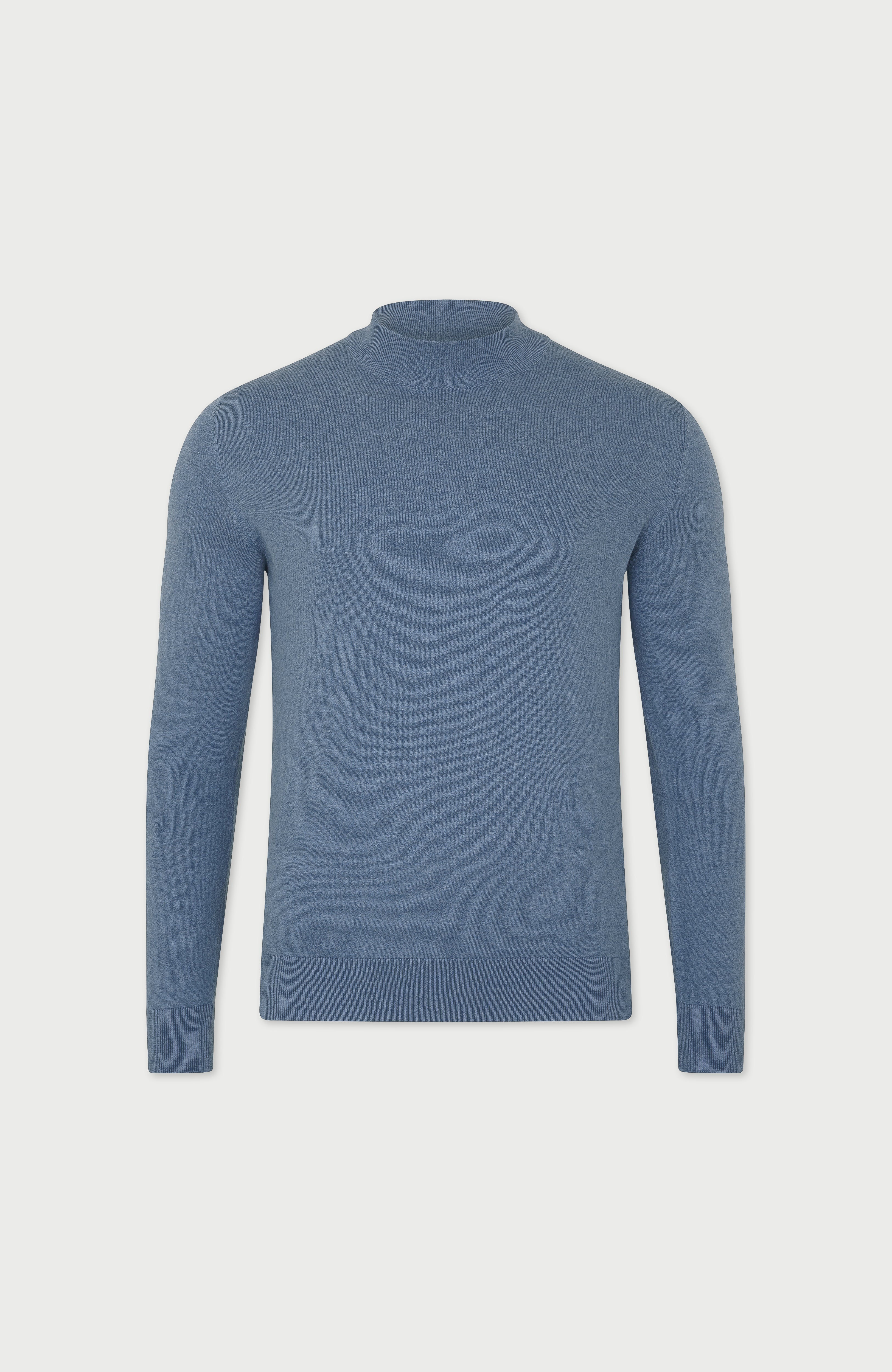 Mens Ultra Fine Cotton Mock Turtle Neck Jumper