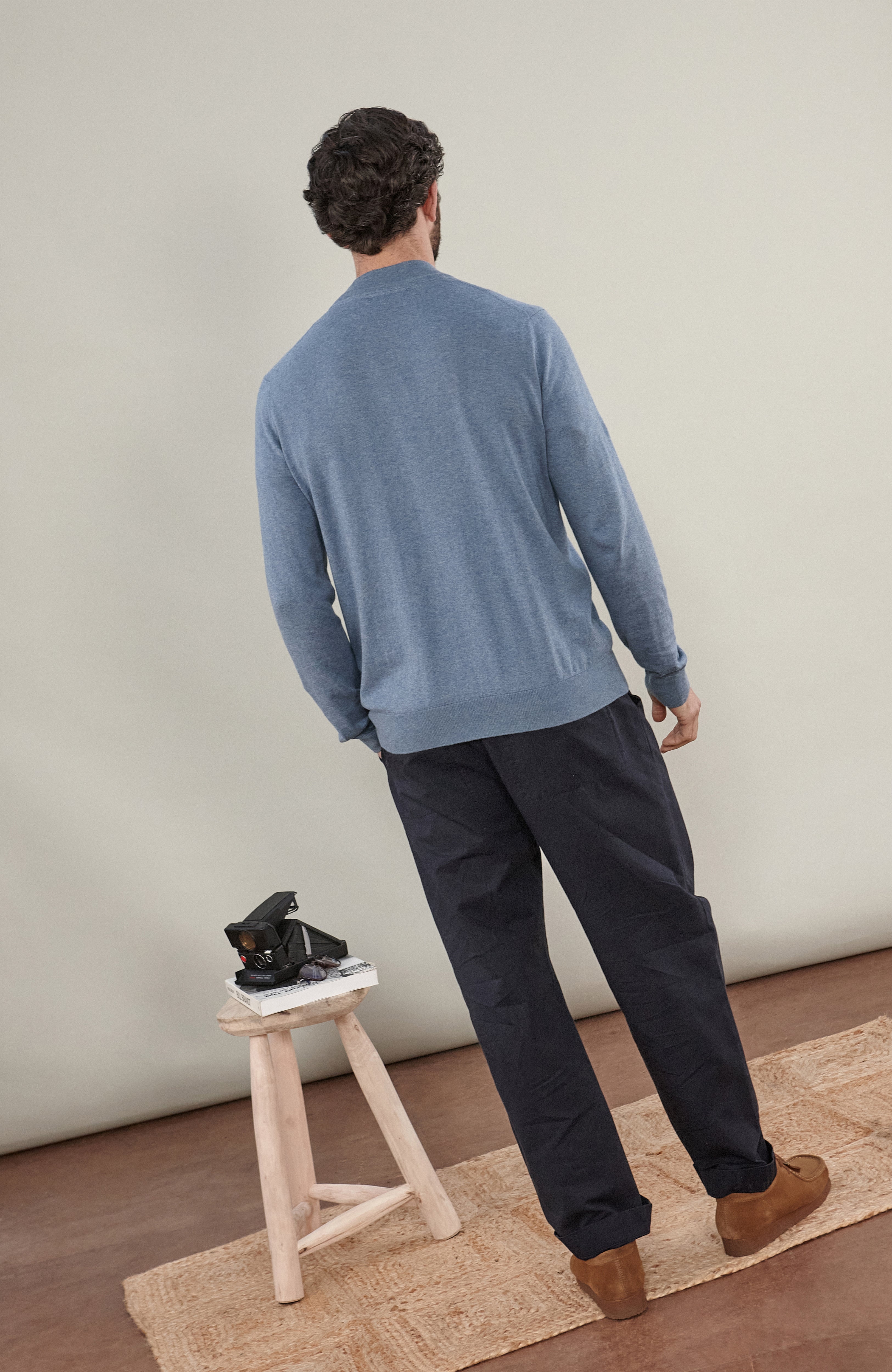 Mens Ultra Fine Cotton Mock Turtle Neck Jumper