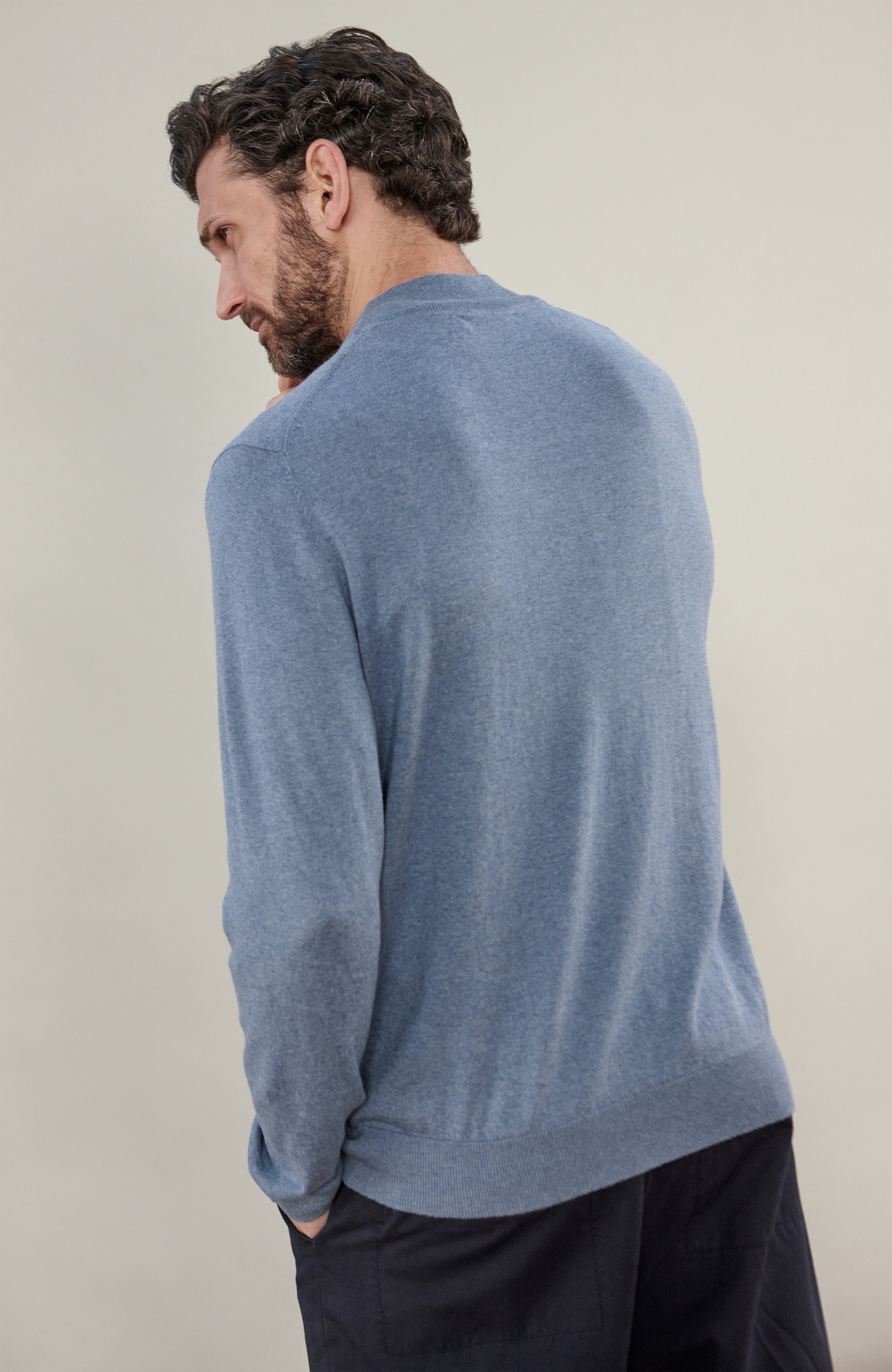 Mens Ultra Fine Cotton Mock Turtle Neck Jumper