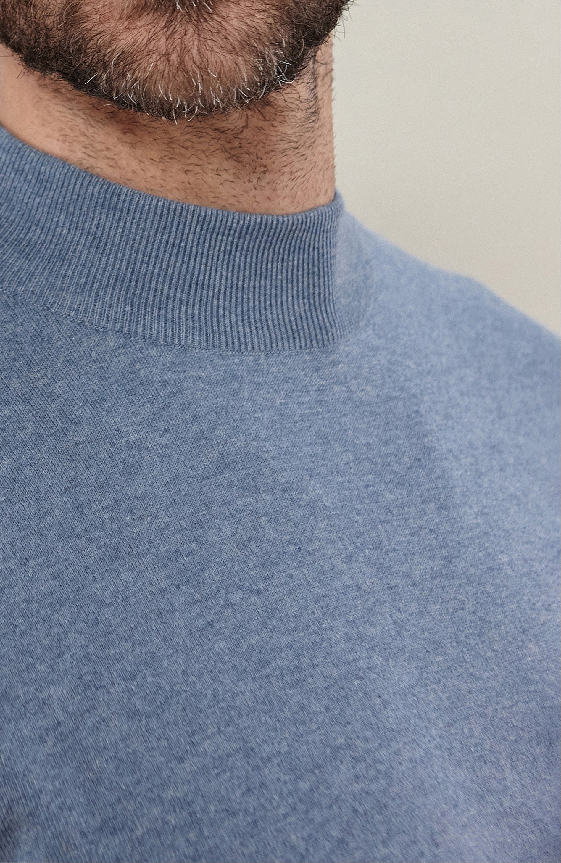 Mens Ultra Fine Cotton Mock Turtle Neck Jumper