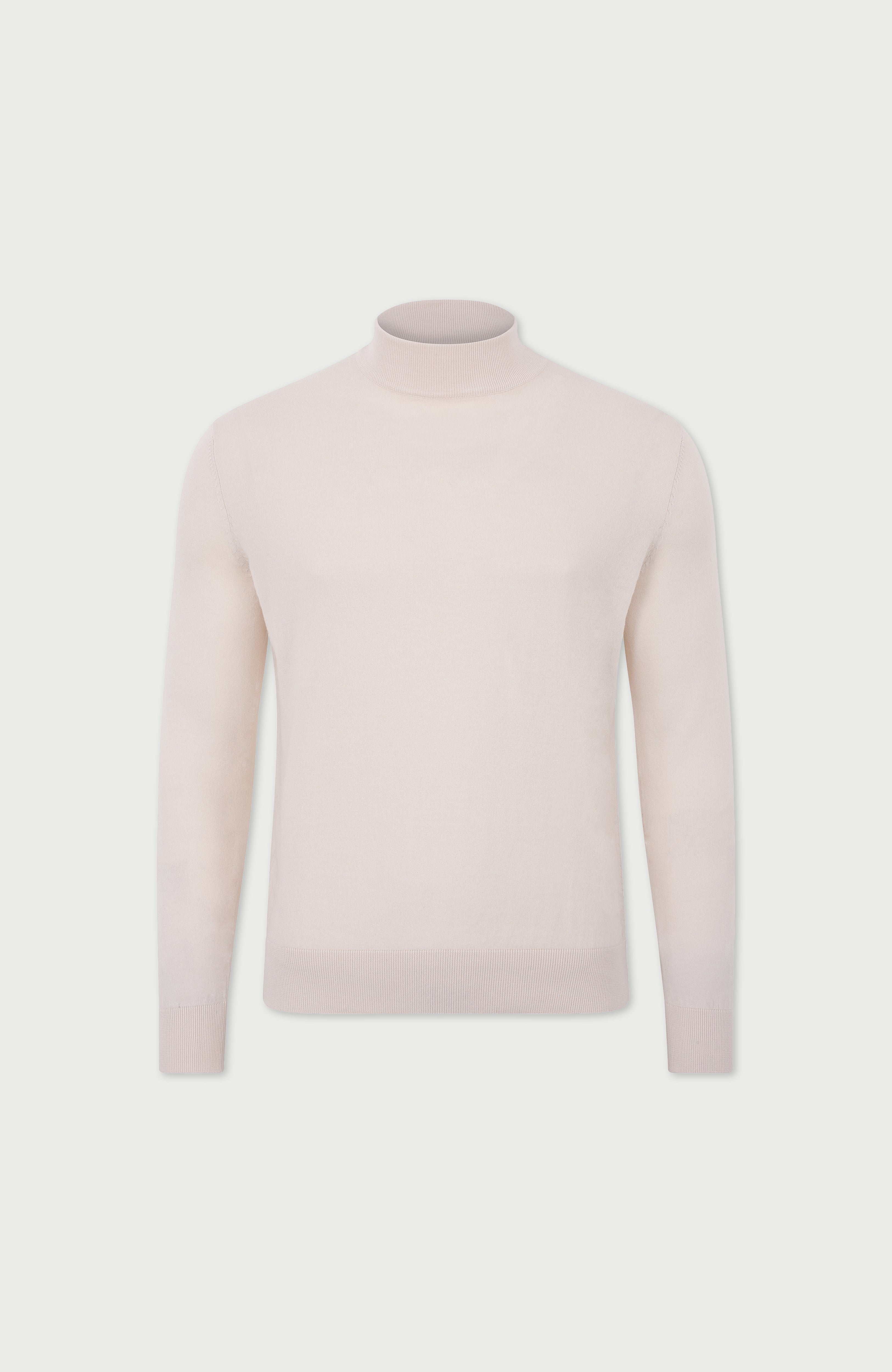 Mens Ultra Fine Cotton Mock Turtle Neck Jumper