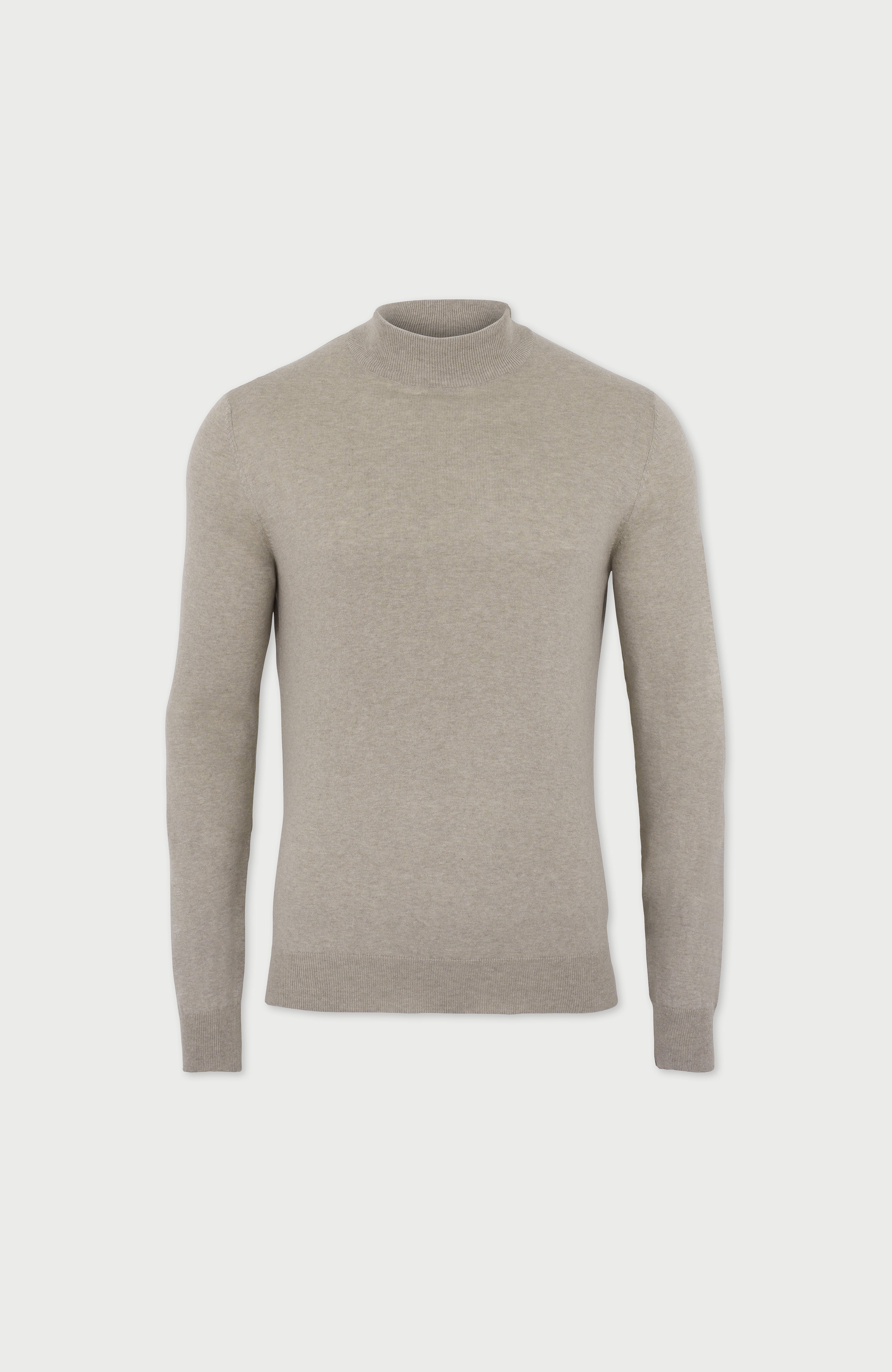 Mens Ultra Fine Cotton Mock Turtle Neck Jumper
