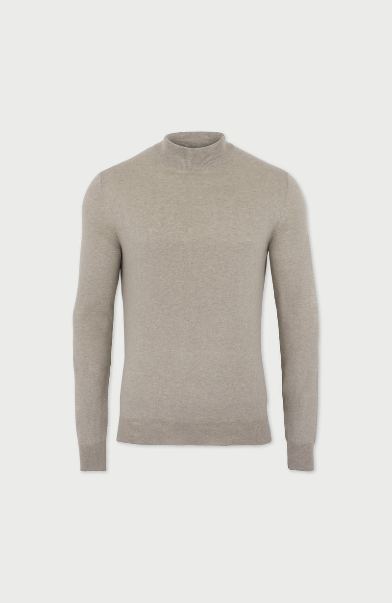 Mens Ultra Fine Cotton Mock Turtle Neck Jumper