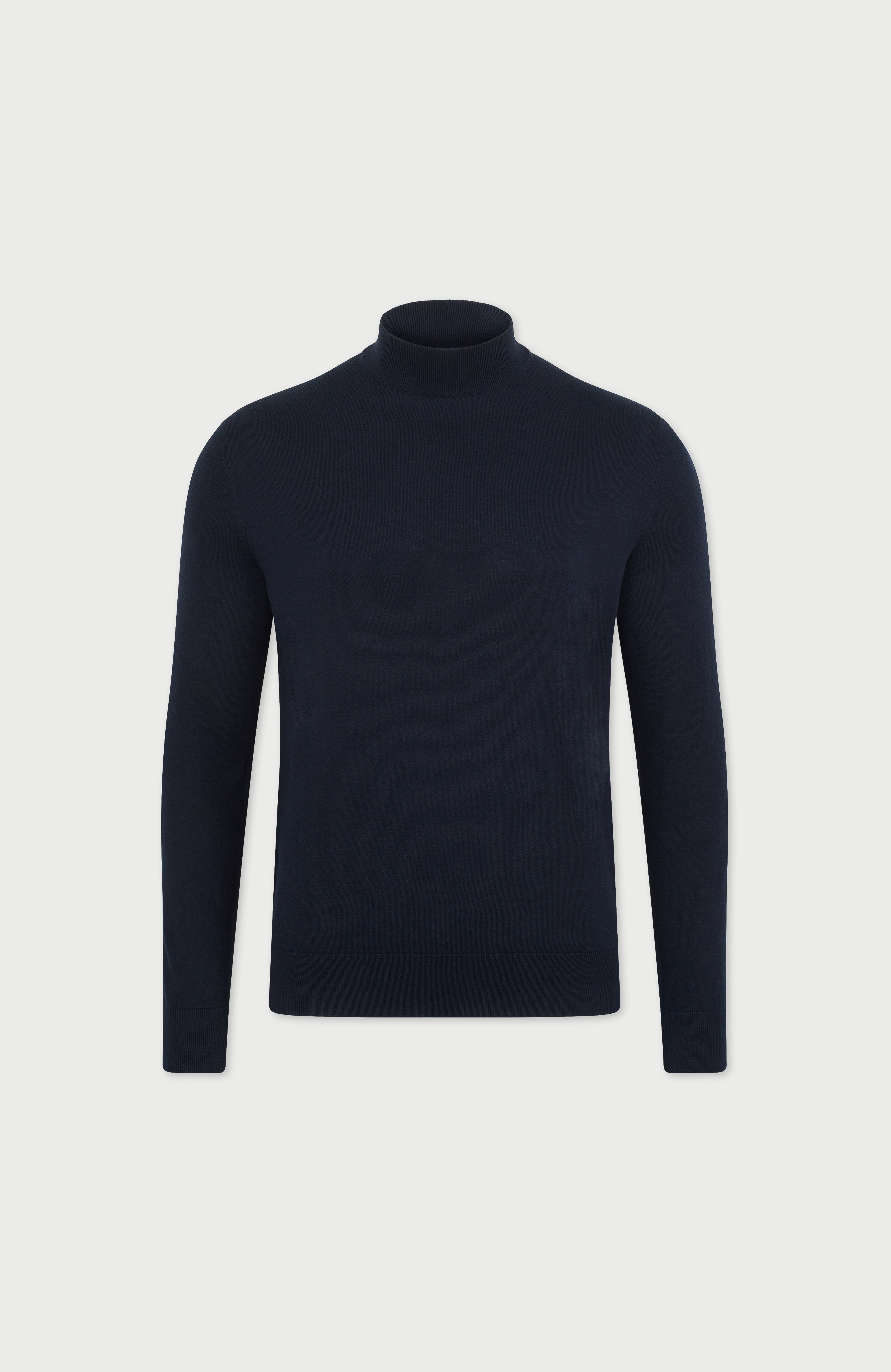 Mens Ultra Fine Cotton Mock Turtle Neck Jumper