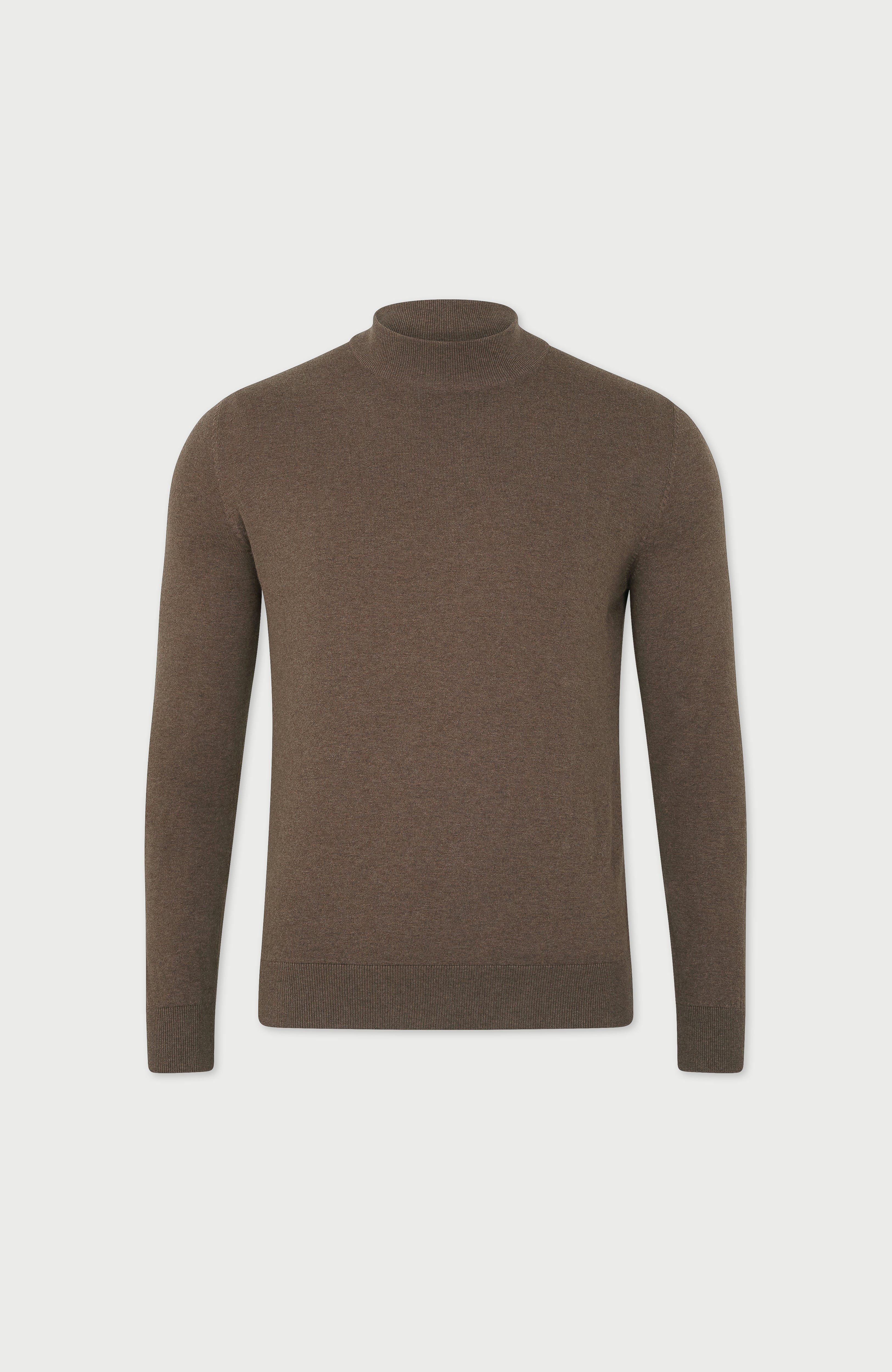 Mens Ultra Fine Cotton Mock Turtle Neck Jumper