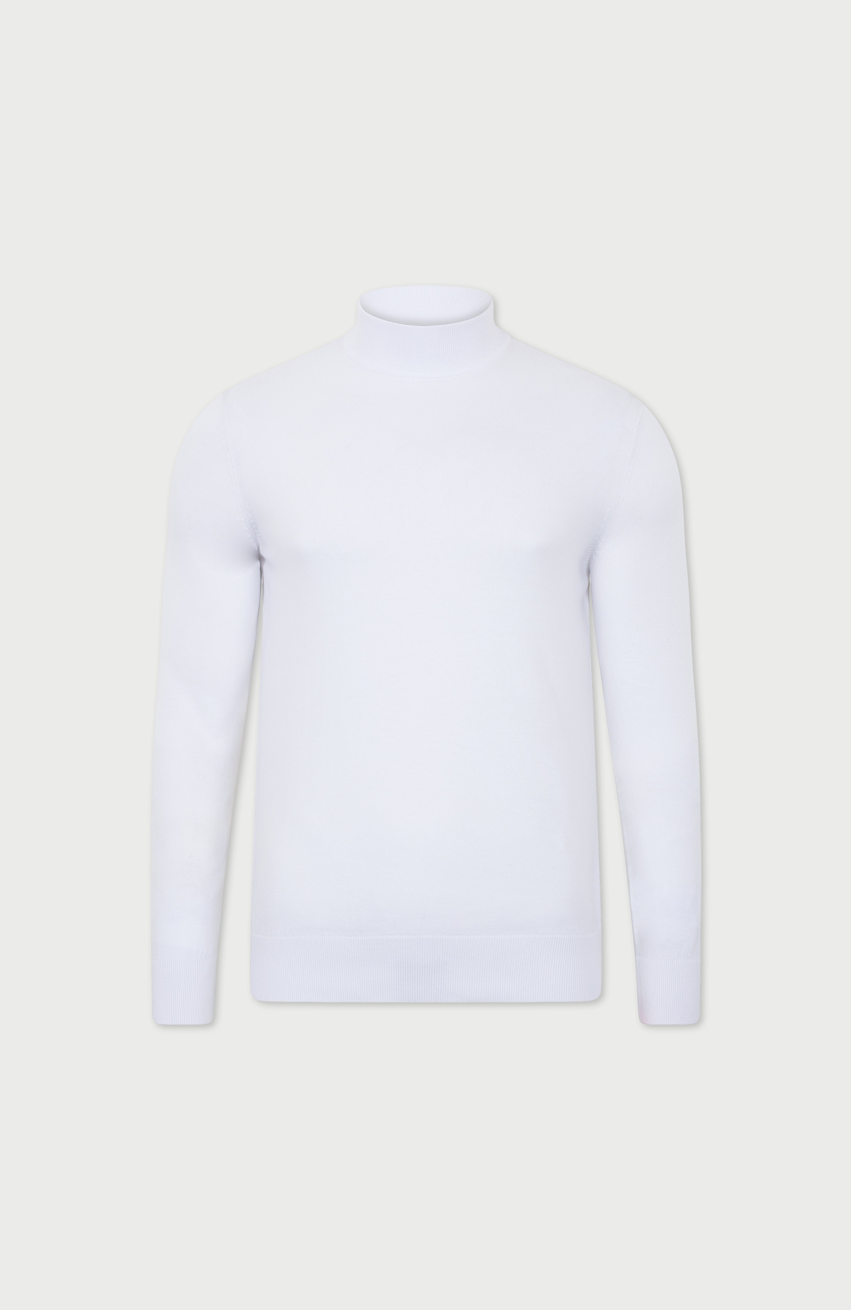 Mens Ultra Fine Cotton Mock Turtle Neck Jumper