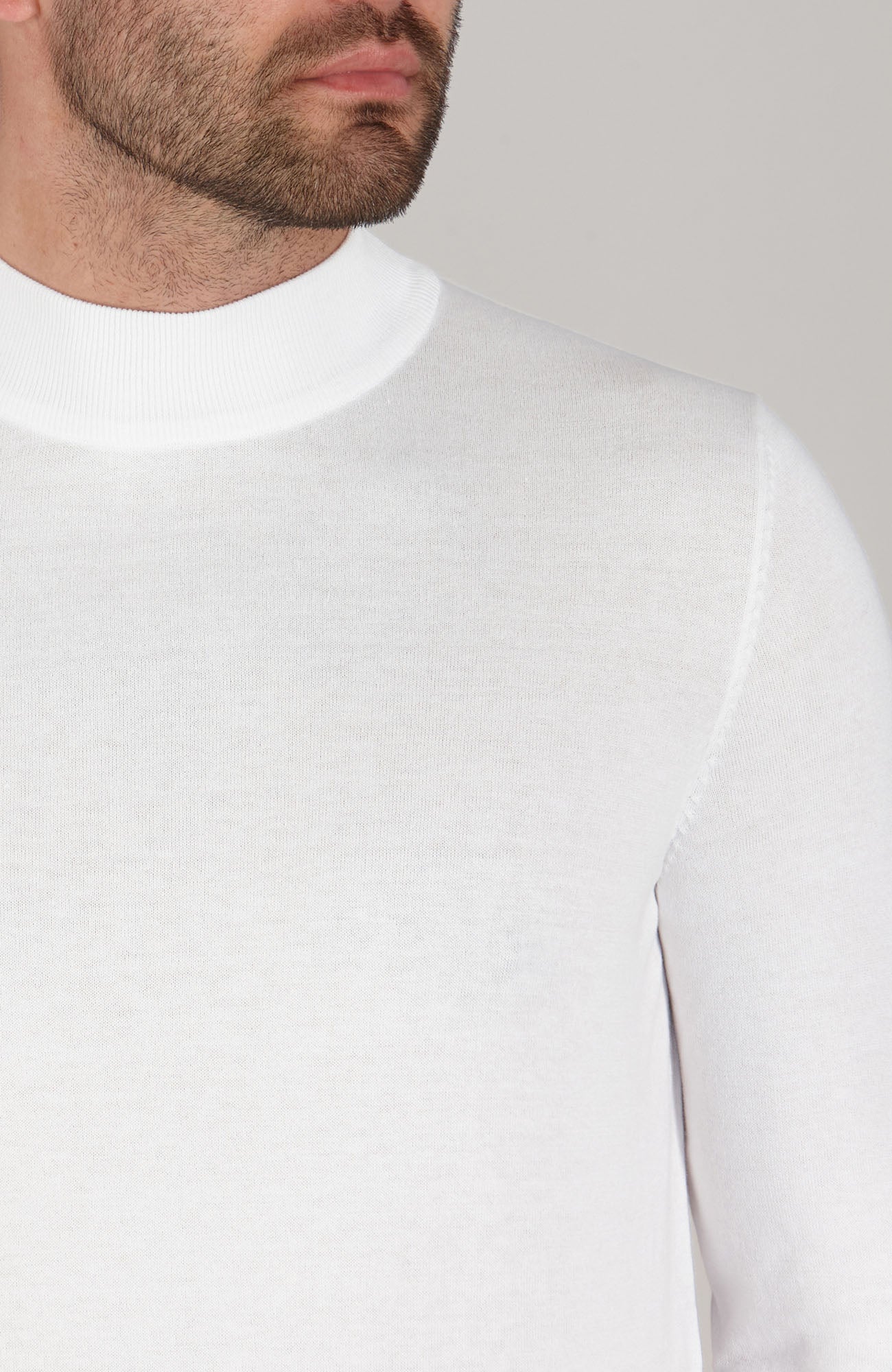 Mens Ultra Fine Cotton Mock Turtle Neck Jumper