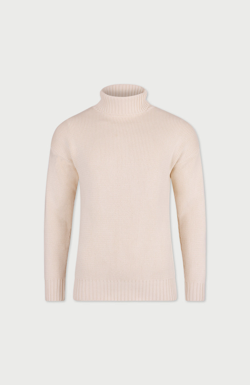 Mens Heavyweight Cotton Submariner Roll Neck Jumper