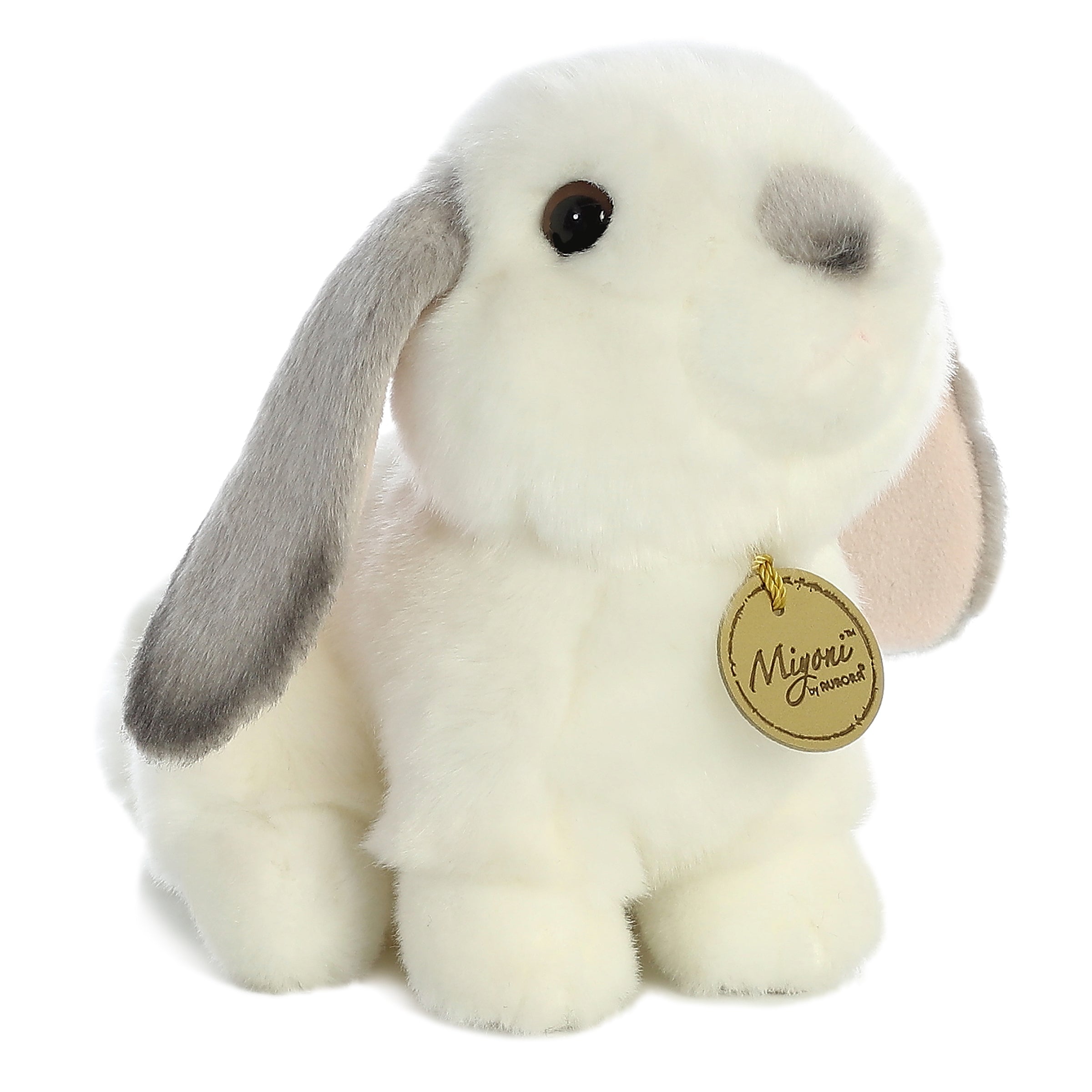 Miyoni Lop Eared Rabbit Grey Ears Plush Toy, 8 in