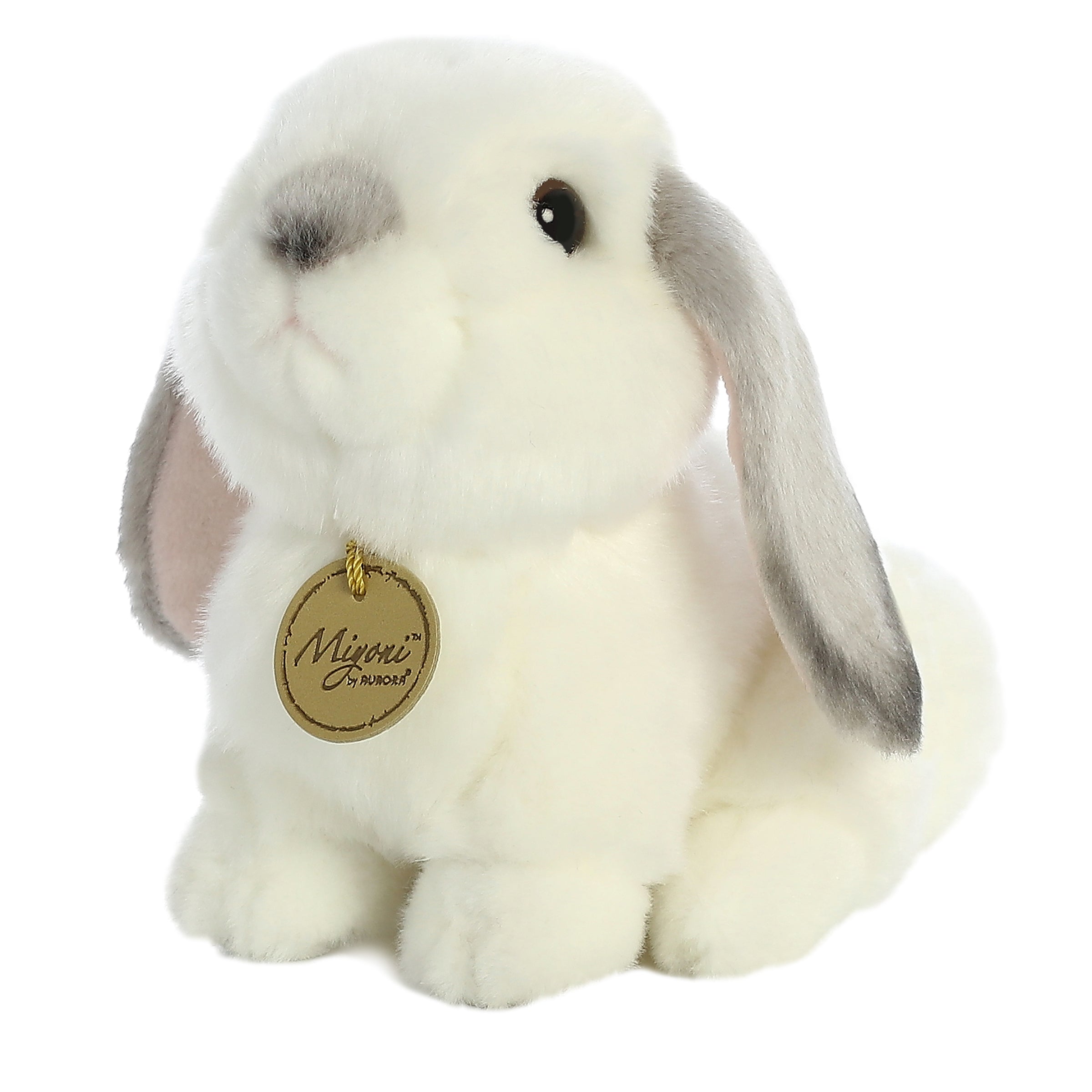 Miyoni Lop Eared Rabbit Grey Ears Plush Toy, 8 in
