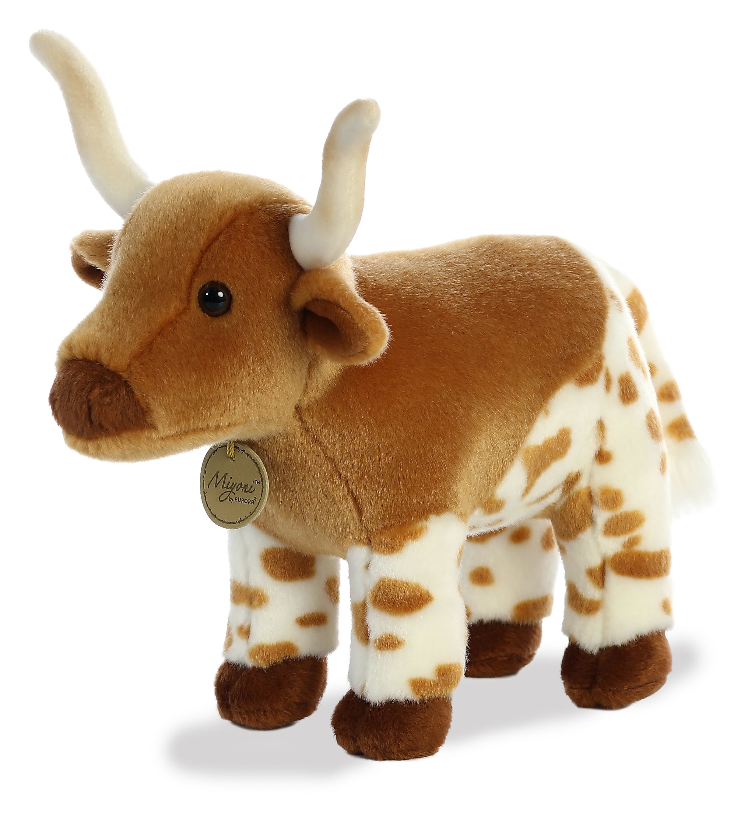 Miyoni Longhorn Plush Toy Stuffed Animal, 11 in