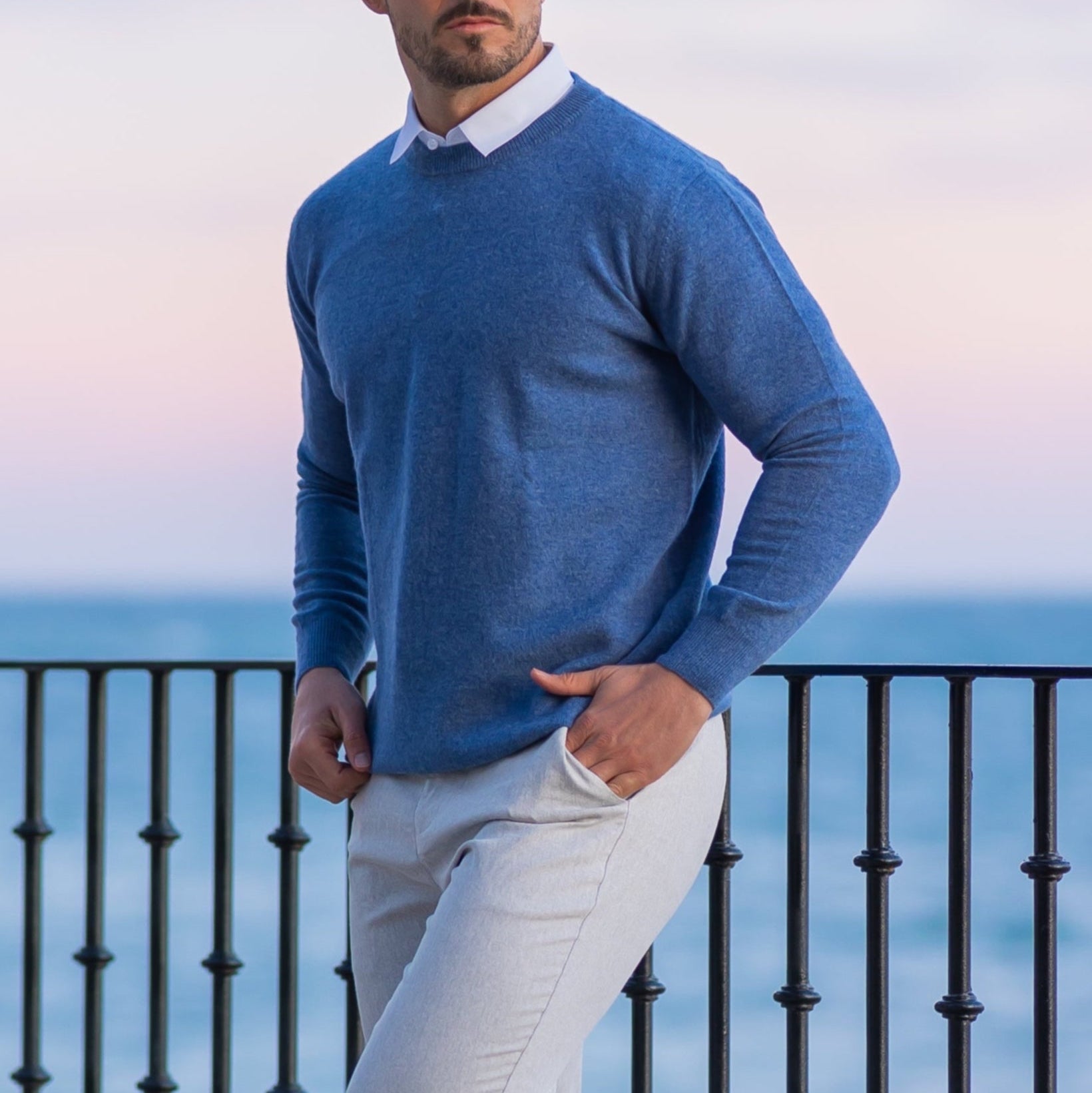 Cirano Men's Merino Crew Neck Sweater – Lightweight Knit