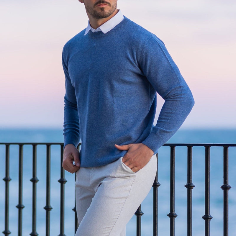 Cirano Men's Merino Crew Neck Sweater – Lightweight Knit