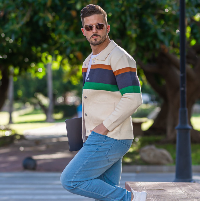 Levante Men's Button-Up Knit Jacket – Smart Casual Cardigan