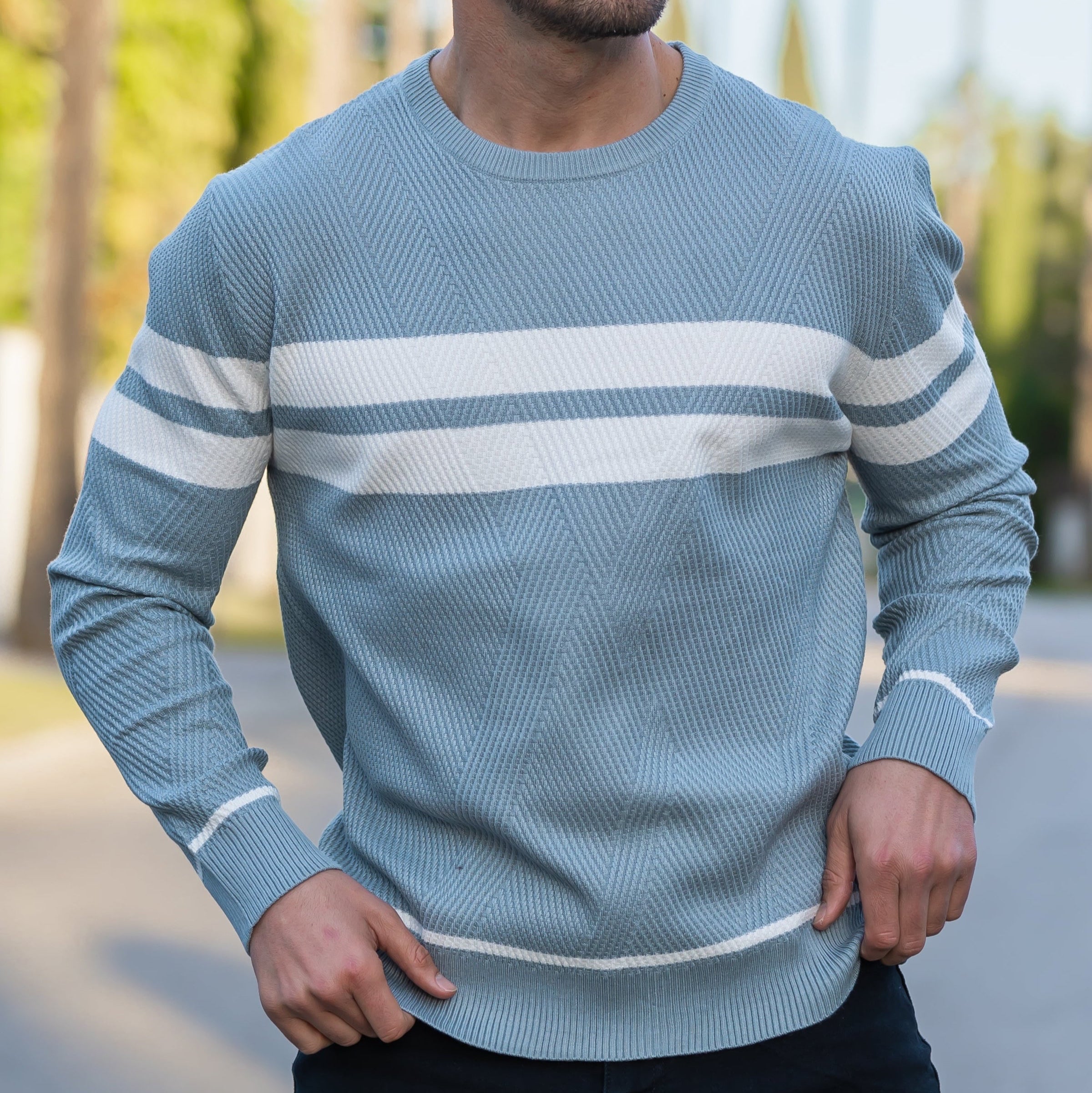Brezza Men's Cotton Pullover – Lightweight Crew Neck Sweater