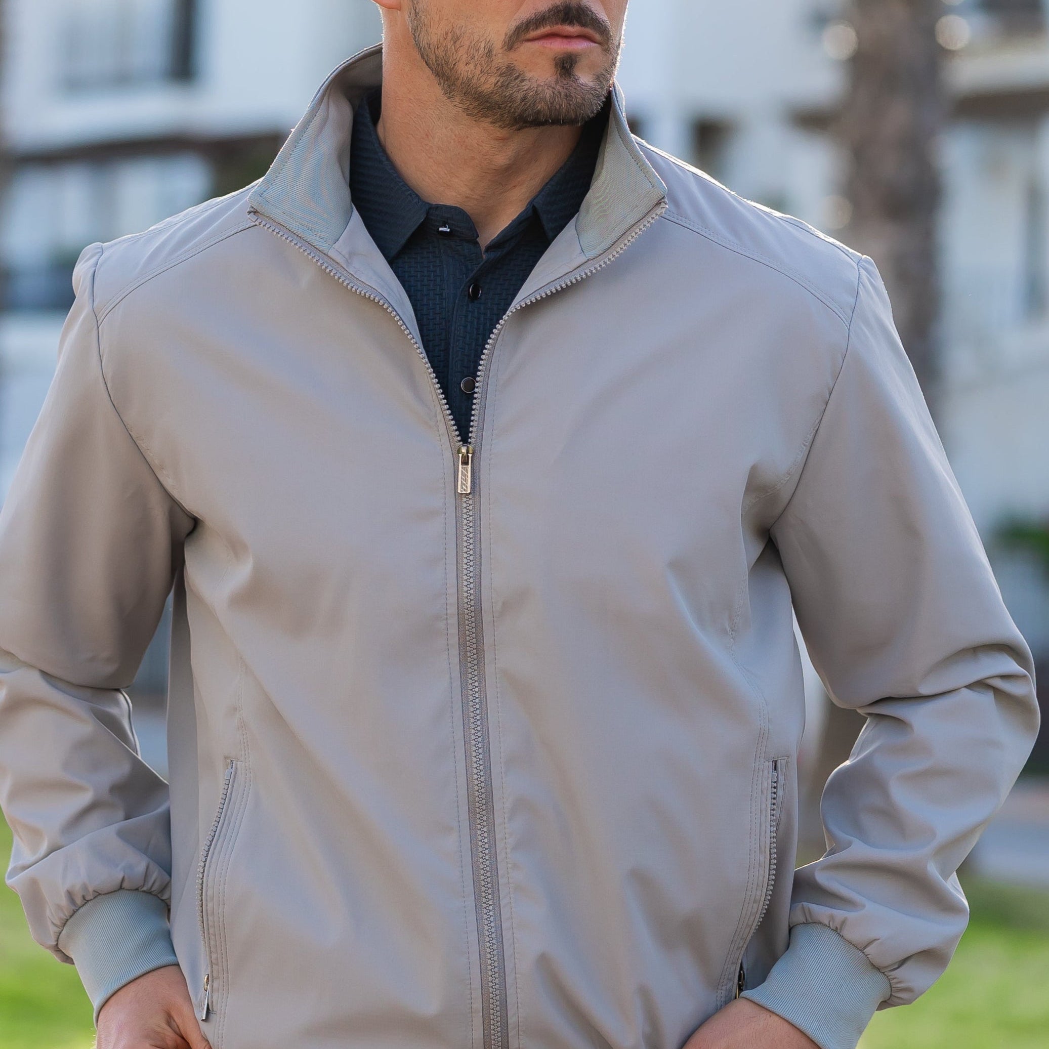 Firenzia Men's Slim Fit Bomber Jacket – Lightweight Casual Coat